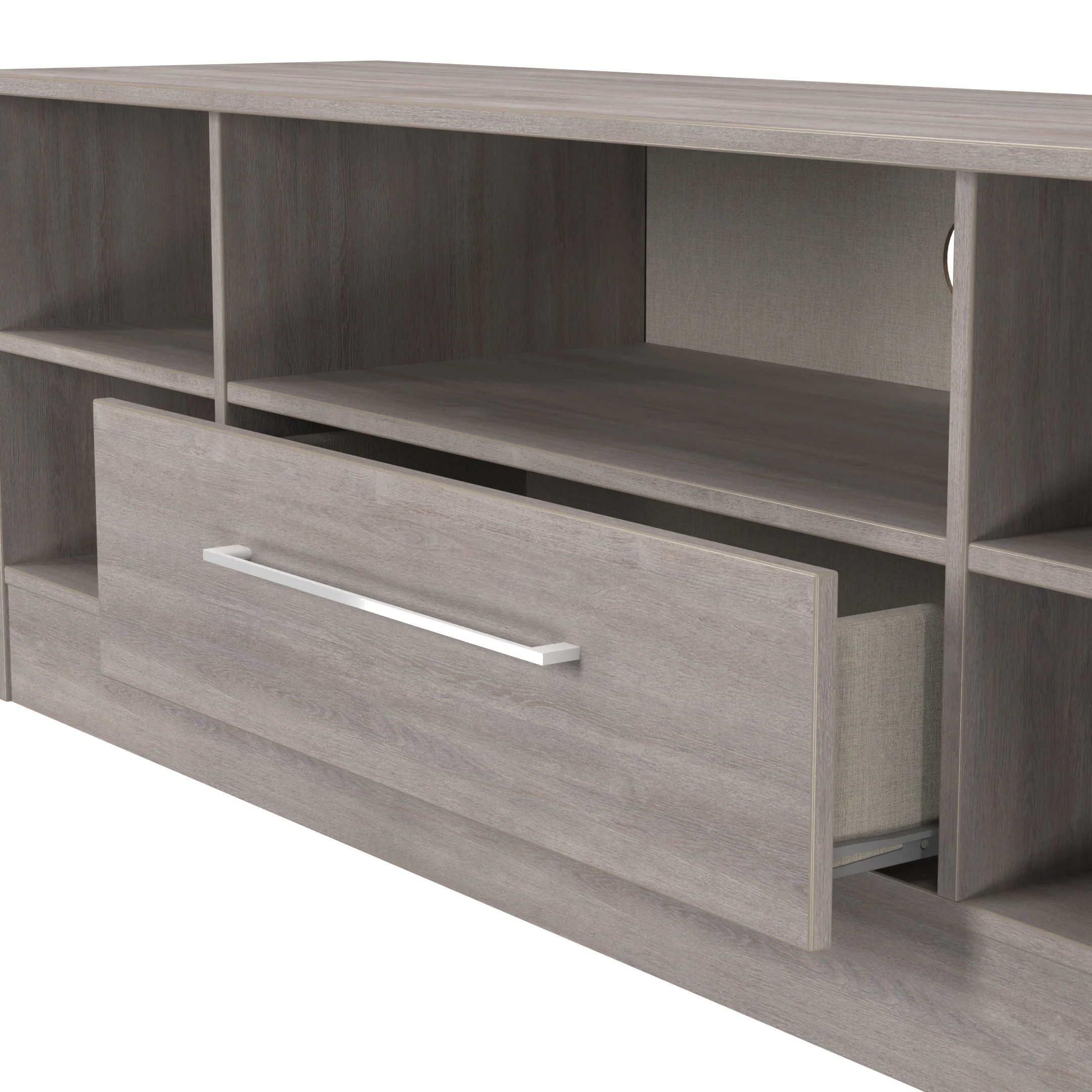 Wellington Ready Assembled Wide 1 Drawer TV & Media Unit in Grey Oak - Image 6