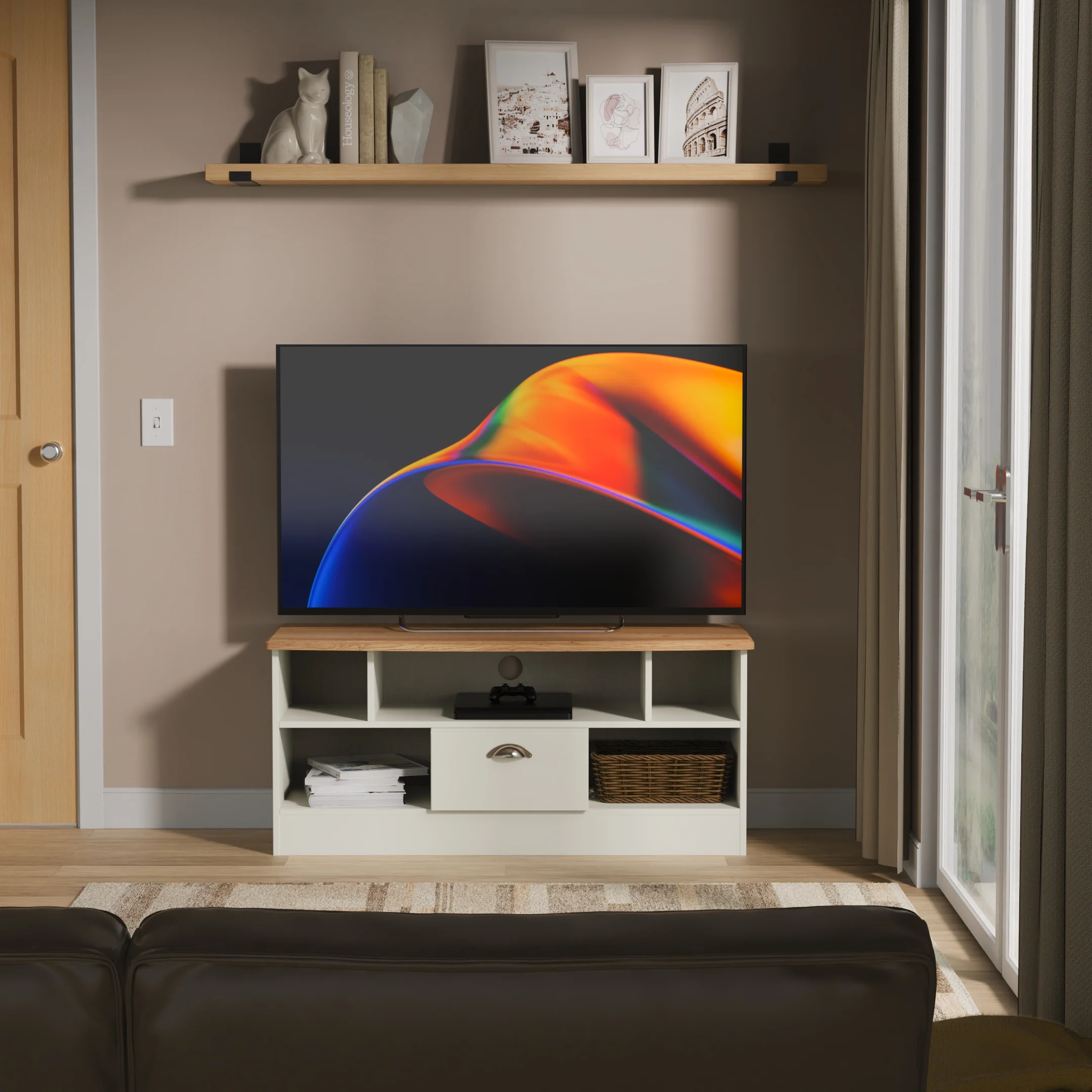 Westminster Ready Assembled 1 Drawer TV & Media Unit in Cream Ash & Riviera Oak