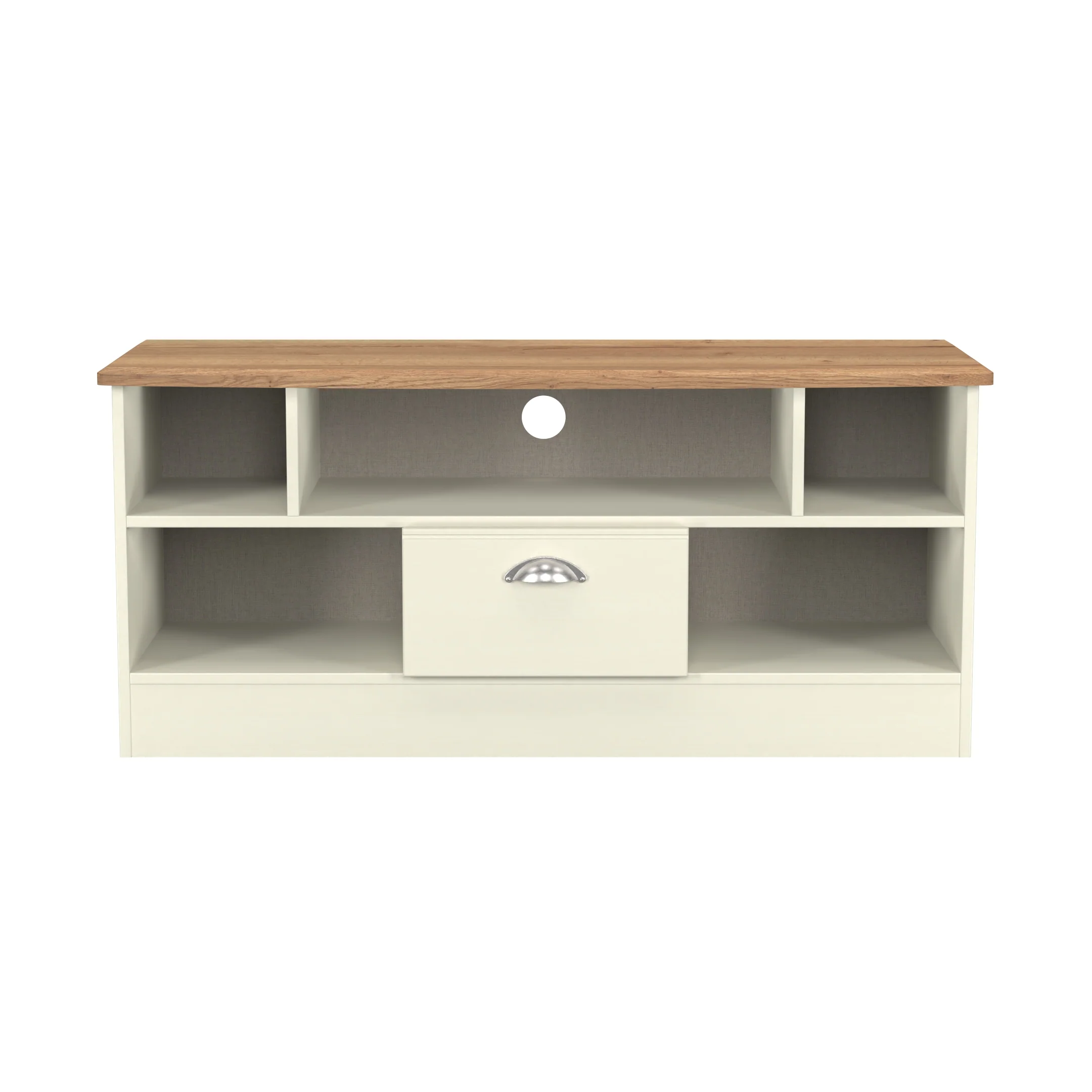 Westminster Ready Assembled 1 Drawer TV & Media Unit in Cream Ash & Riviera Oak - Image 2