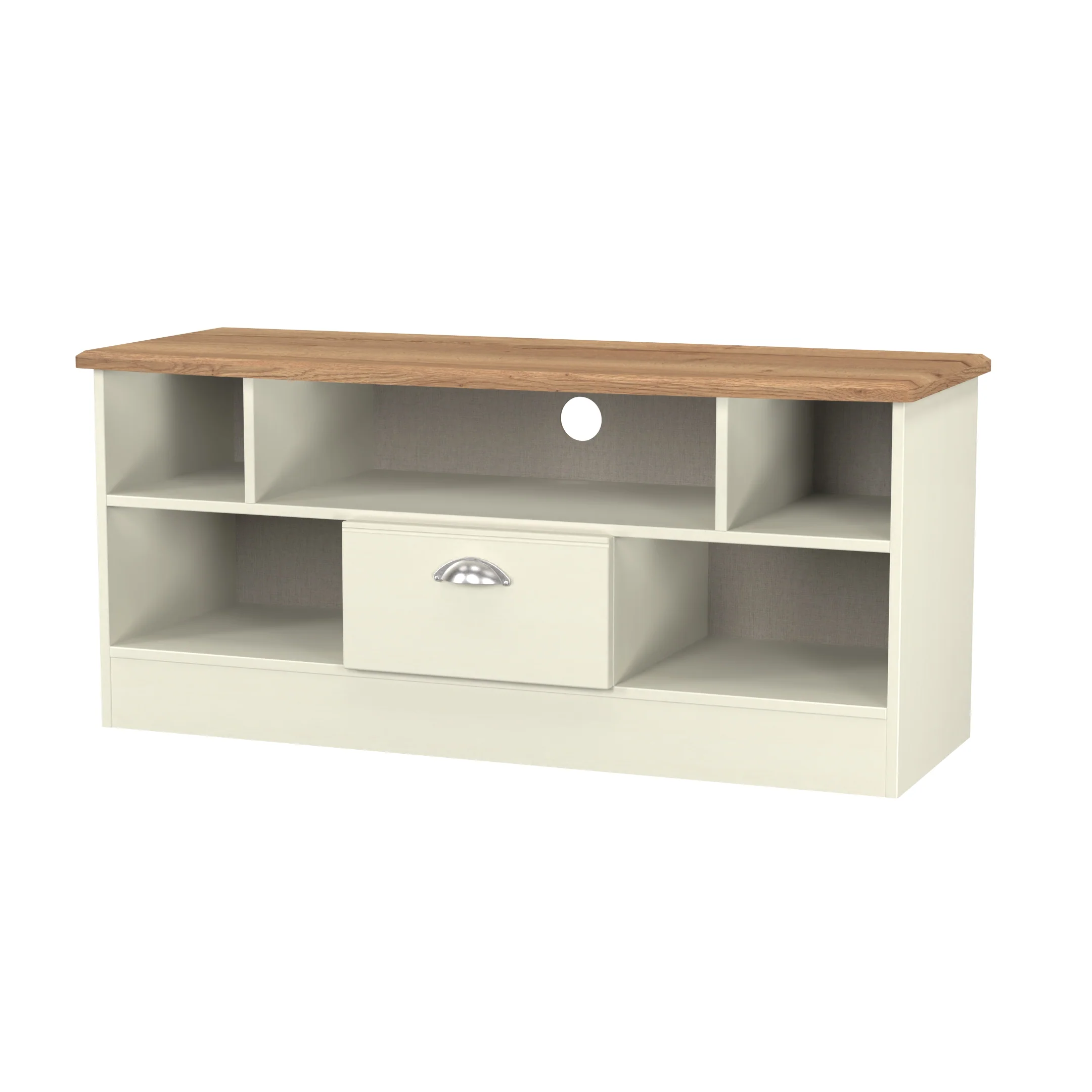 Westminster Ready Assembled 1 Drawer TV & Media Unit in Cream Ash & Riviera Oak - Image 4