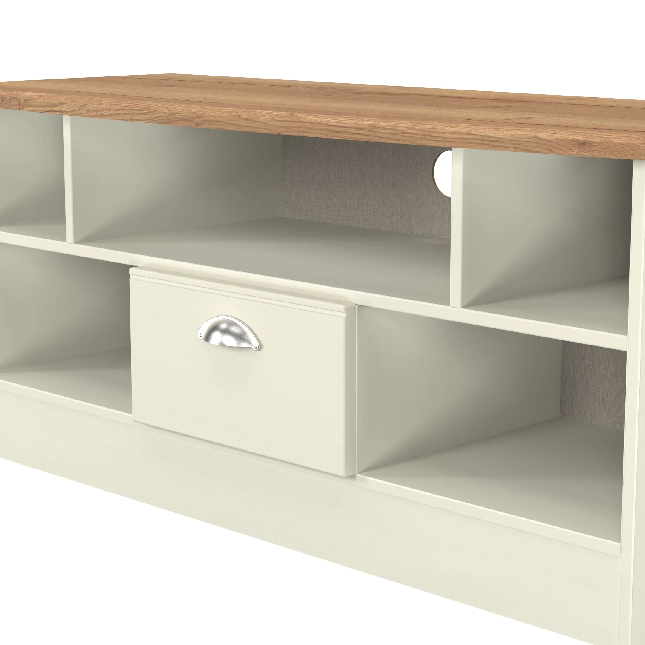 Westminster Ready Assembled 1 Drawer TV & Media Unit in Cream Ash & Riviera Oak - Image 5