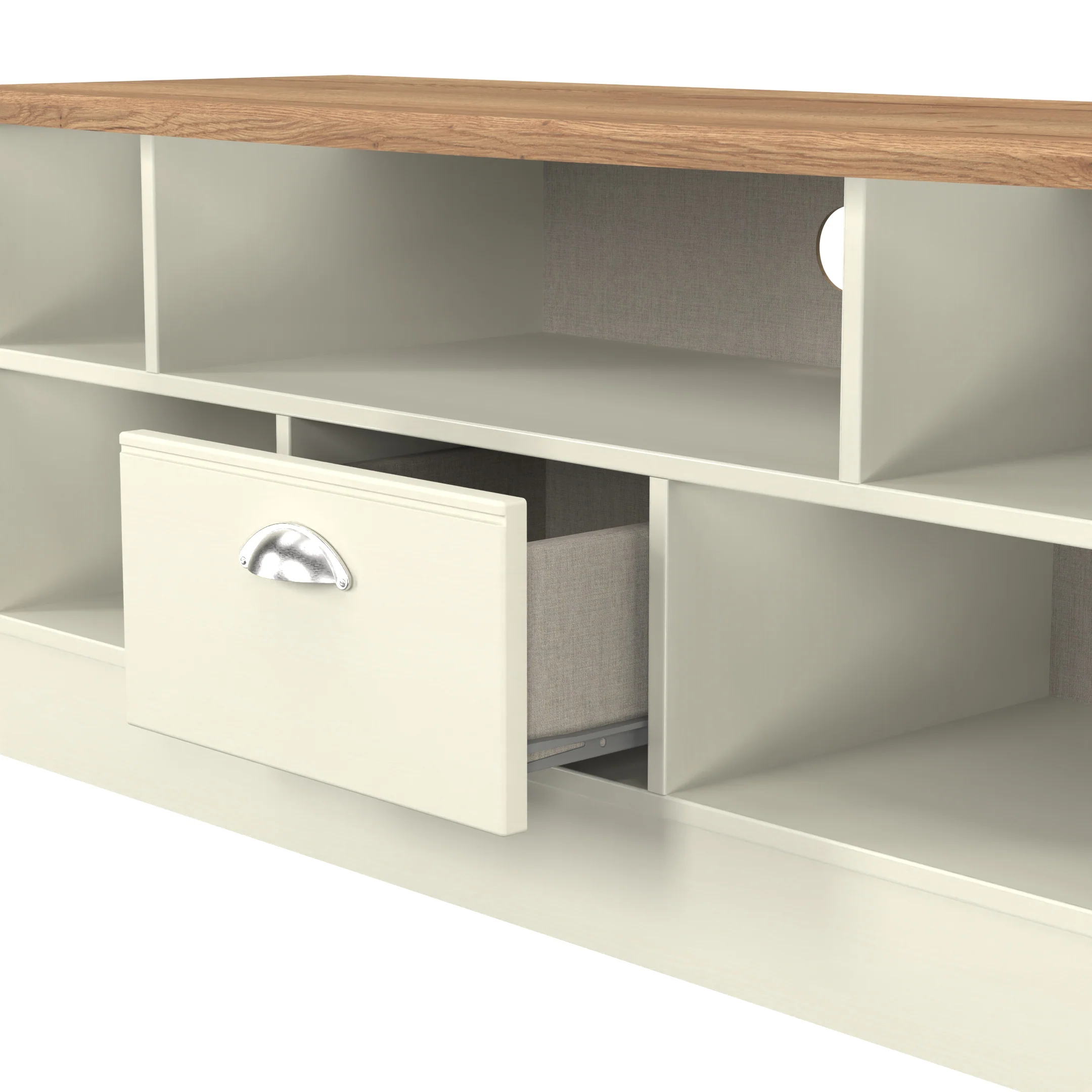 Westminster Ready Assembled 1 Drawer TV & Media Unit in Cream Ash & Riviera Oak - Image 6