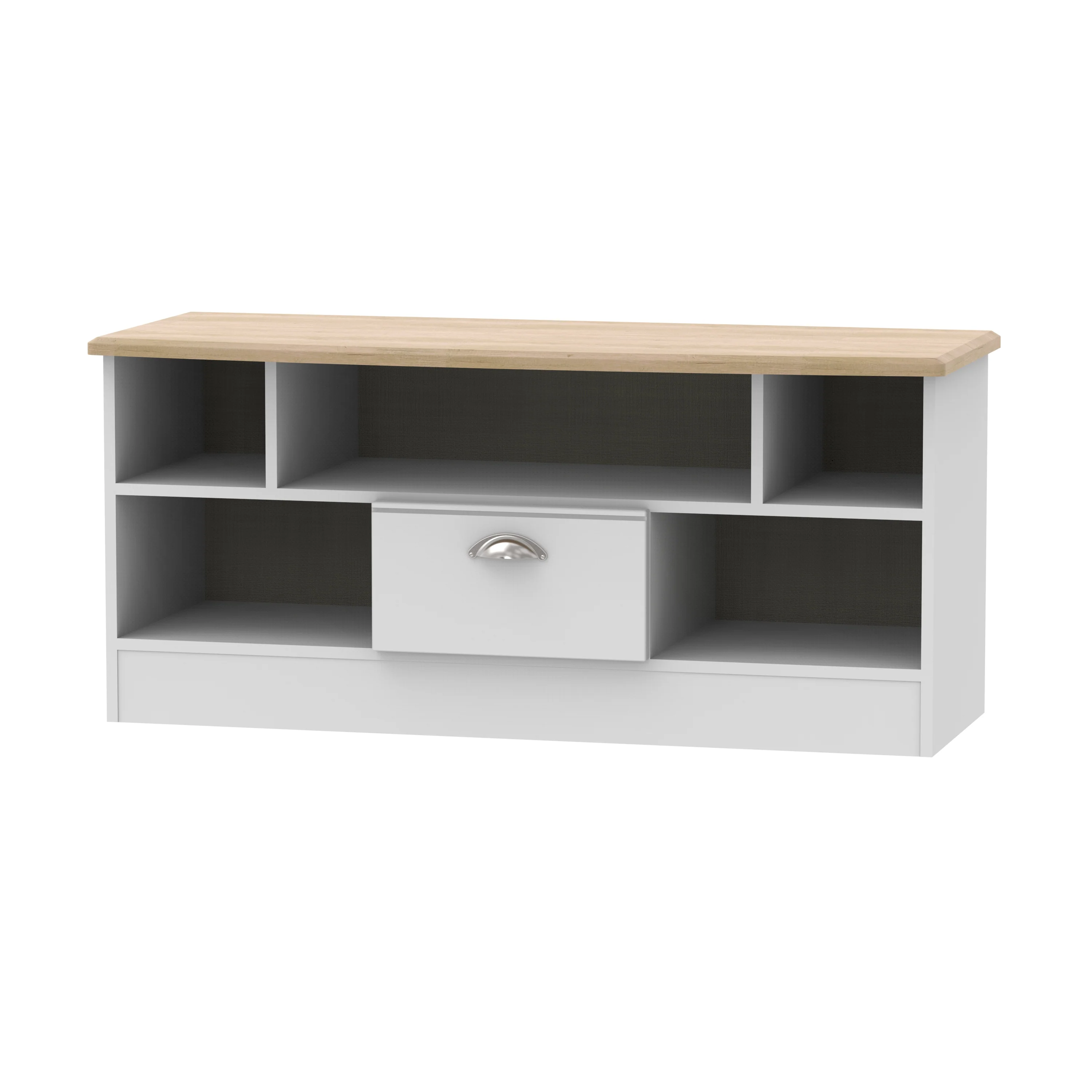Westminster Ready Assembled 1 Drawer TV & Media Unit in Grey Matt & Riviera Oak
