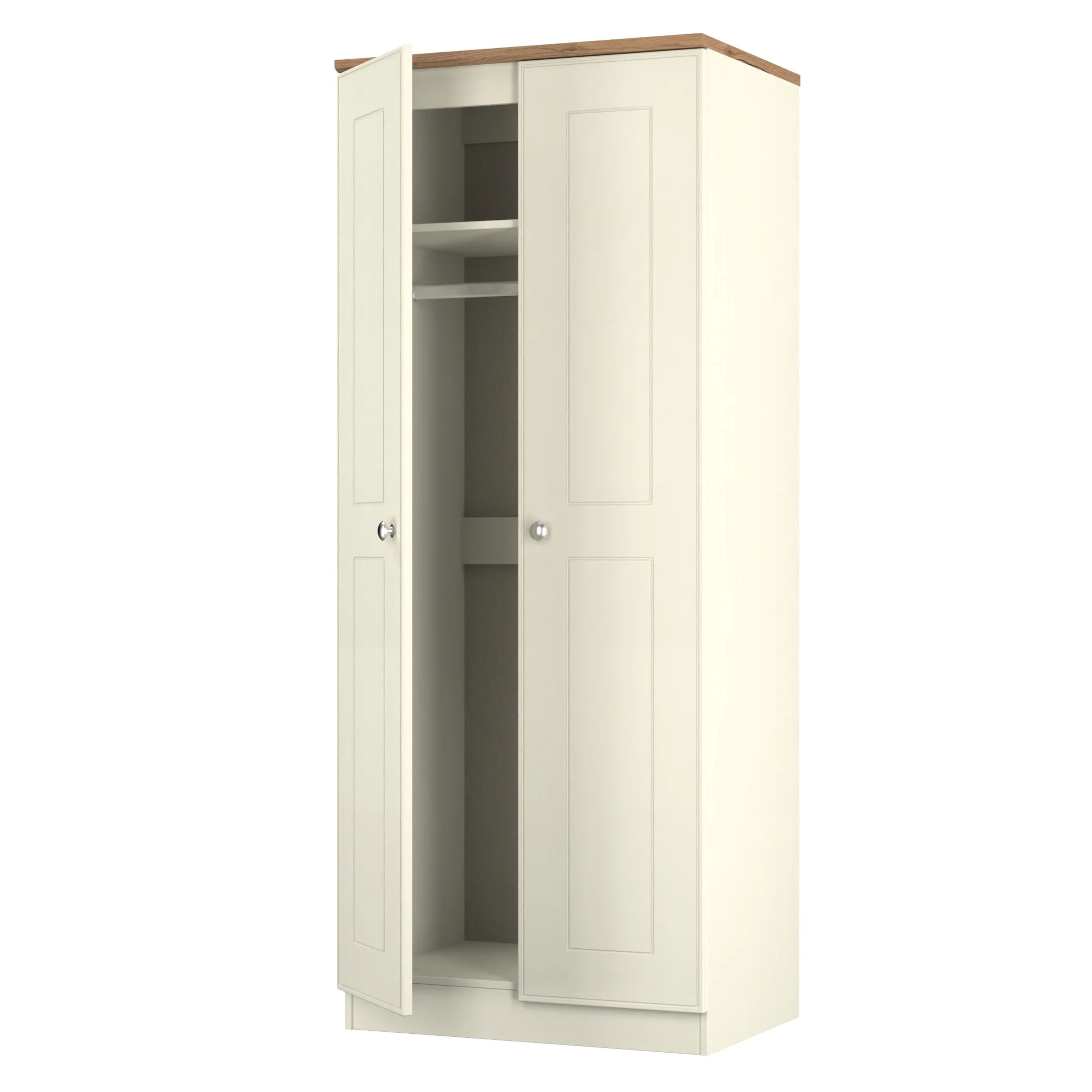 Westminster Ready Assembled 2 Door Wardrobe In Cream Ash & Riviera Oak - Image 6