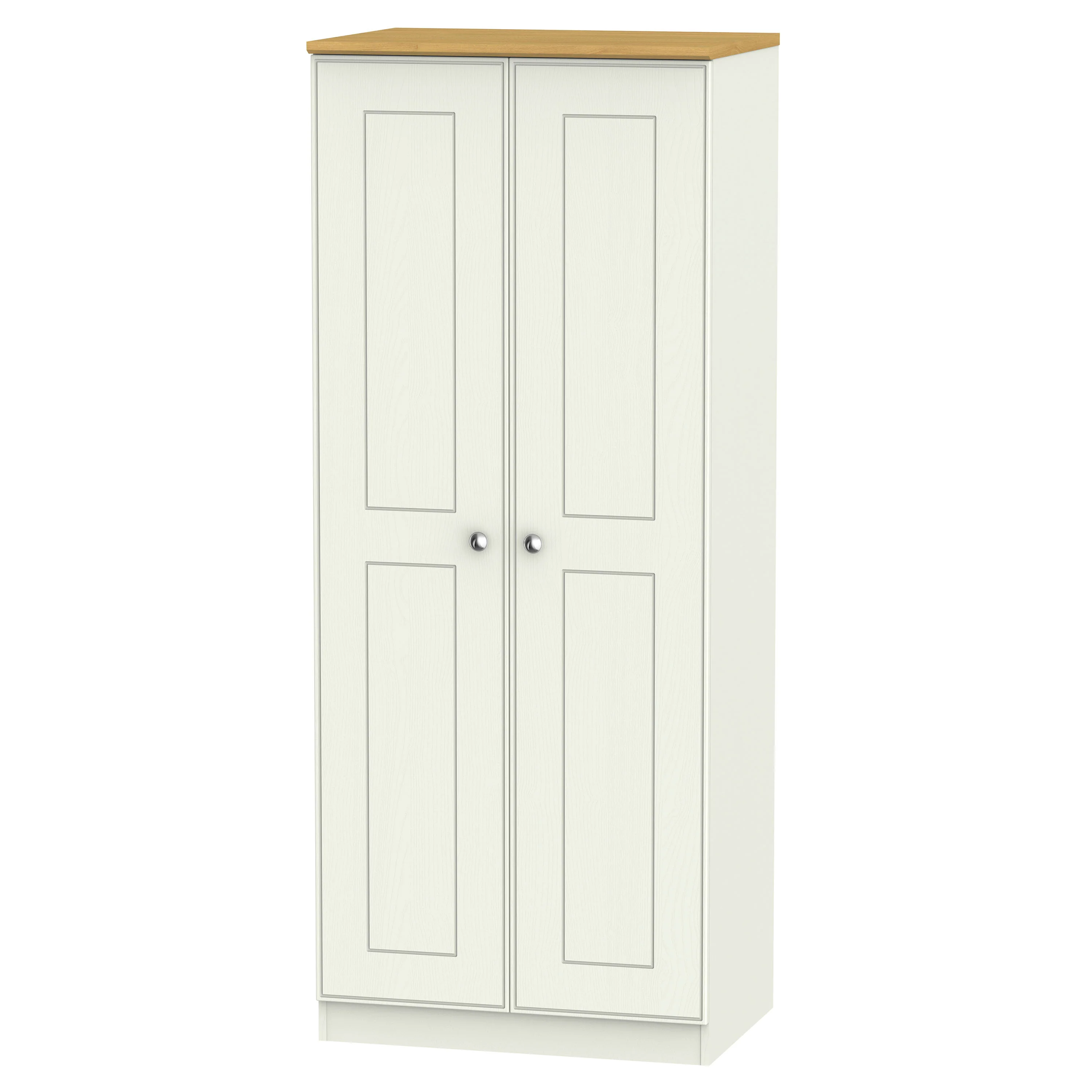 Westminster Ready Assembled 2 Door Wardrobe In Cream Ash & Riviera Oak - Image 8