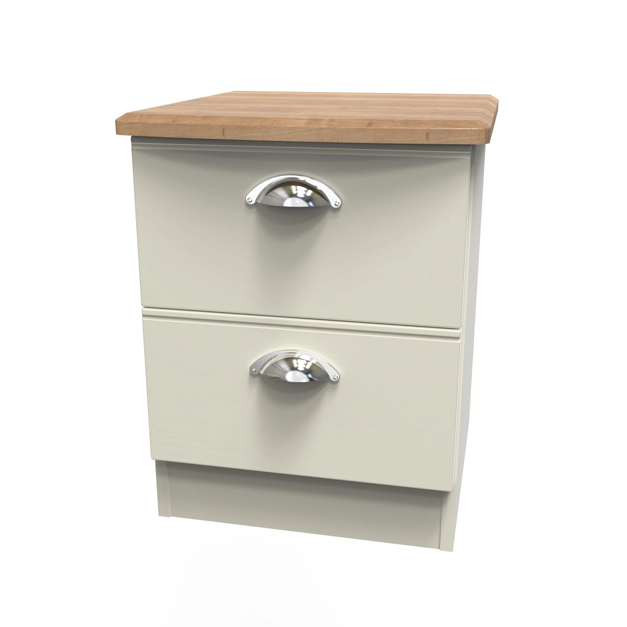 Westminster Ready Assembled 2 Drawer Bedside Cabinet in Cream Ash & Riviera Oak - Image 3