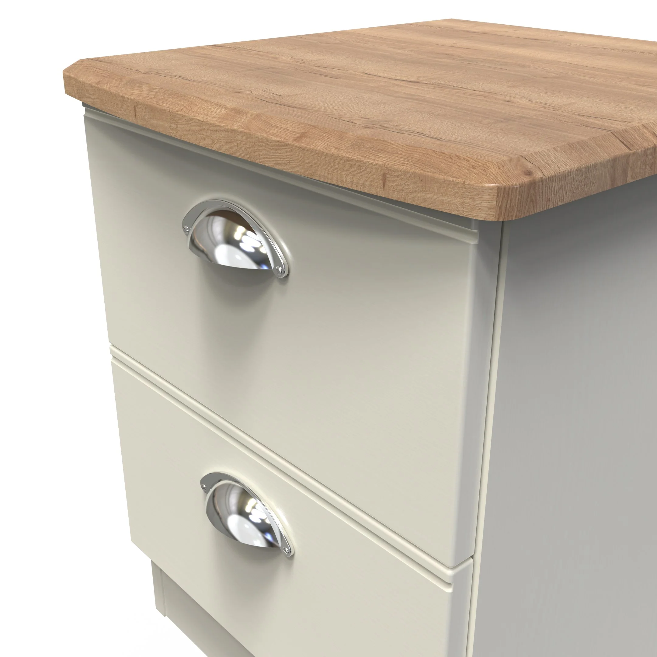 Westminster Ready Assembled 2 Drawer Bedside Cabinet in Cream Ash & Riviera Oak - Image 4
