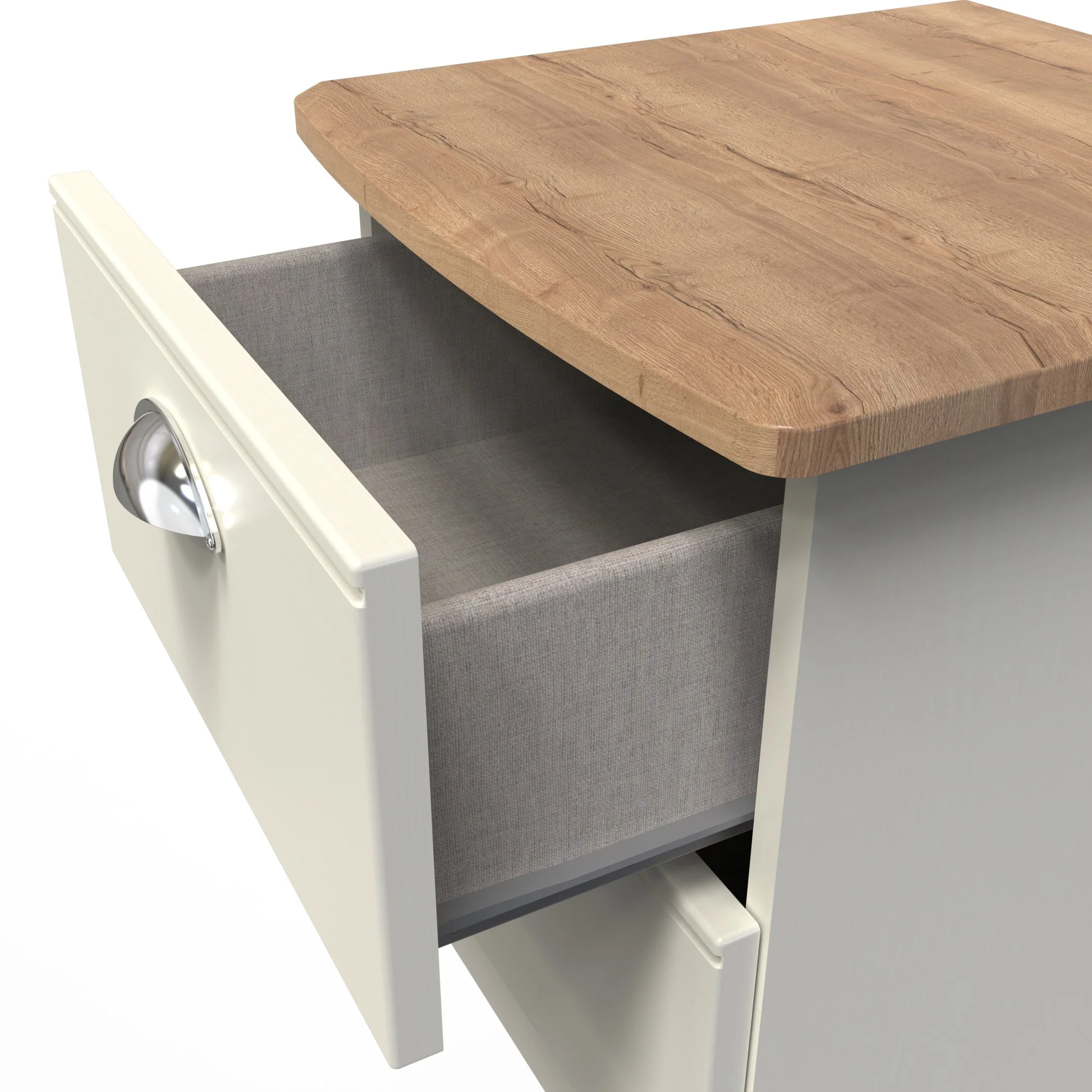 Westminster Ready Assembled 2 Drawer Bedside Cabinet in Cream Ash & Riviera Oak - Image 5