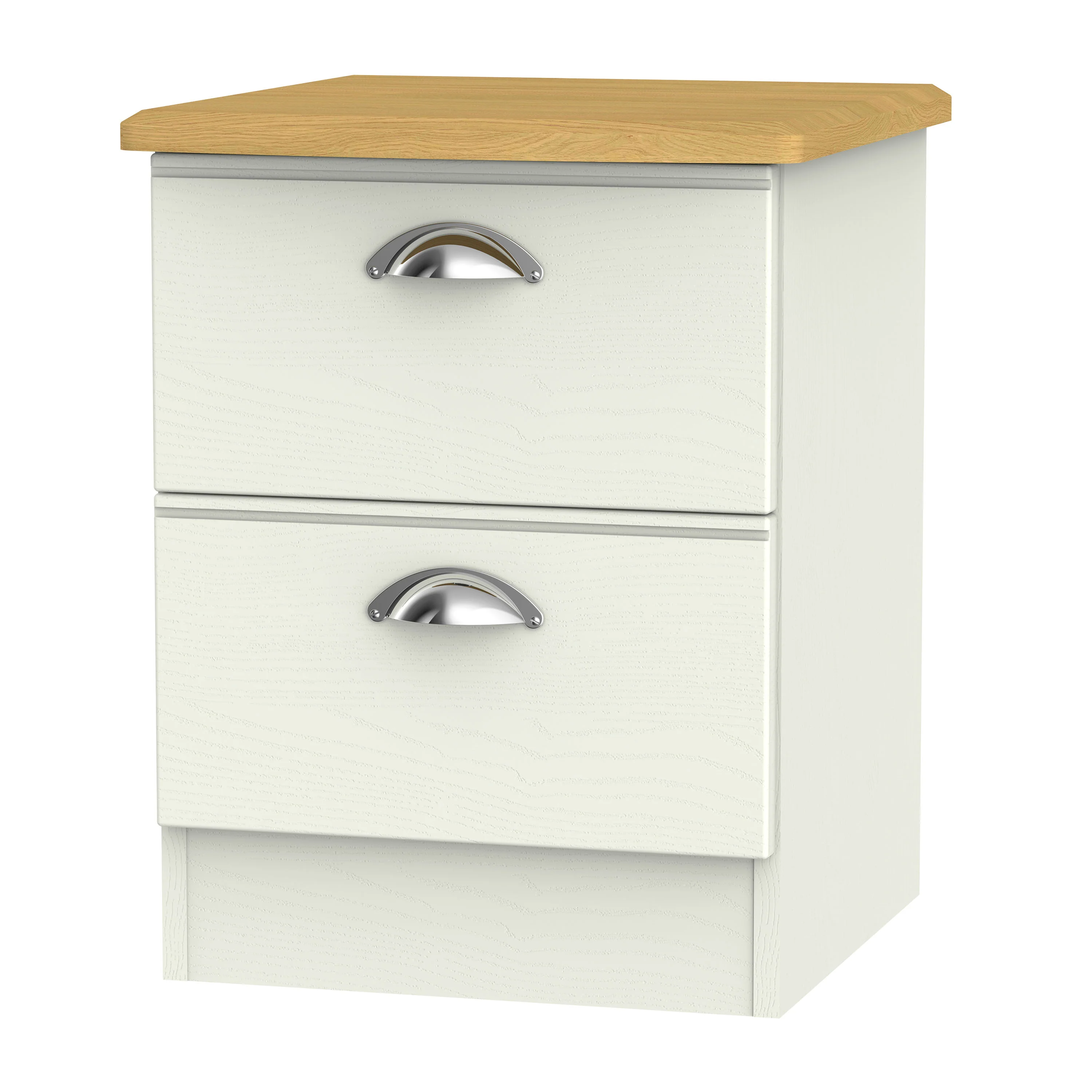 Westminster Ready Assembled 2 Drawer Bedside Cabinet in Cream Ash & Riviera Oak - Image 6