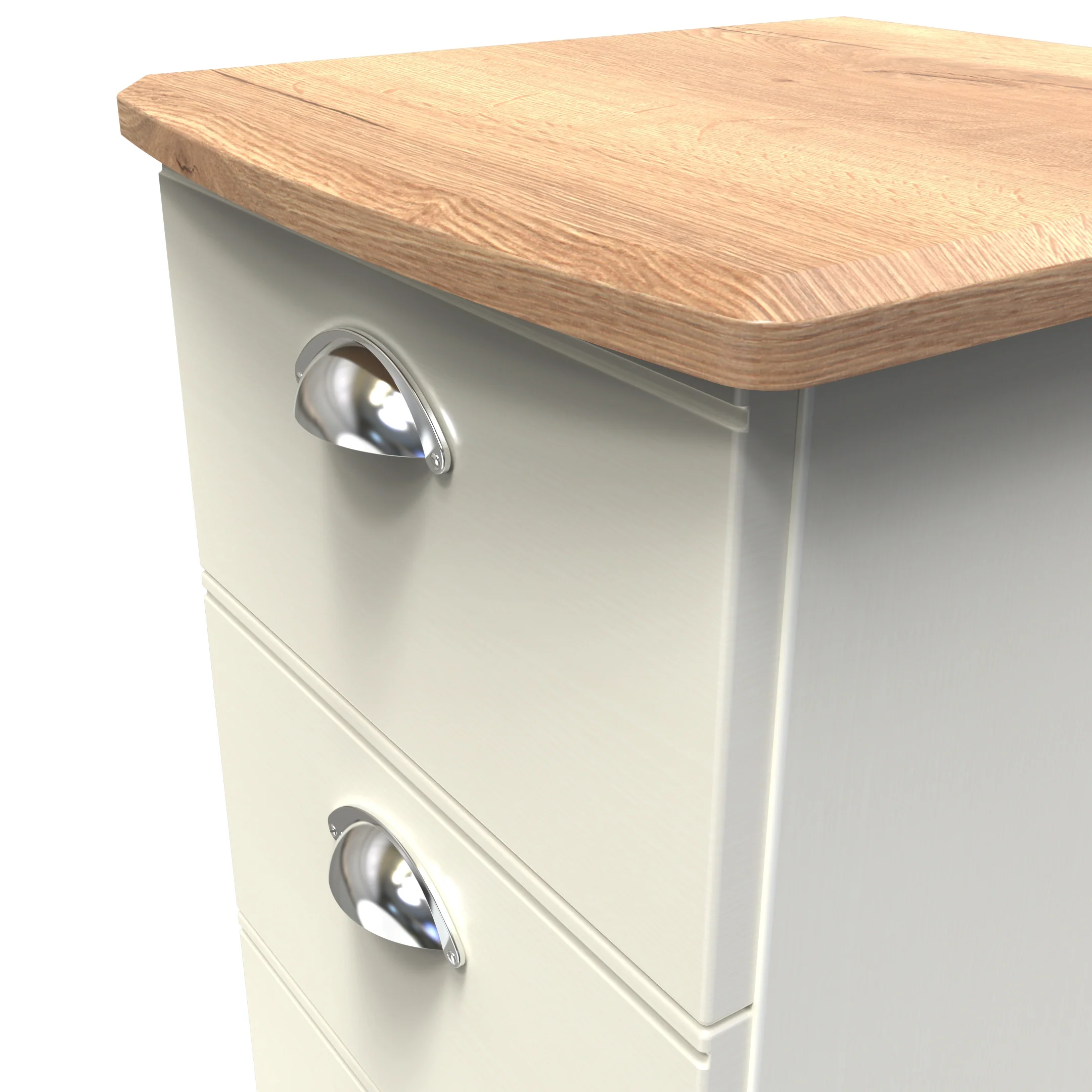 Westminster Ready Assembled 3 Drawer Bedside Cabinet in Cream Ash & Riviera Oak - Image 5