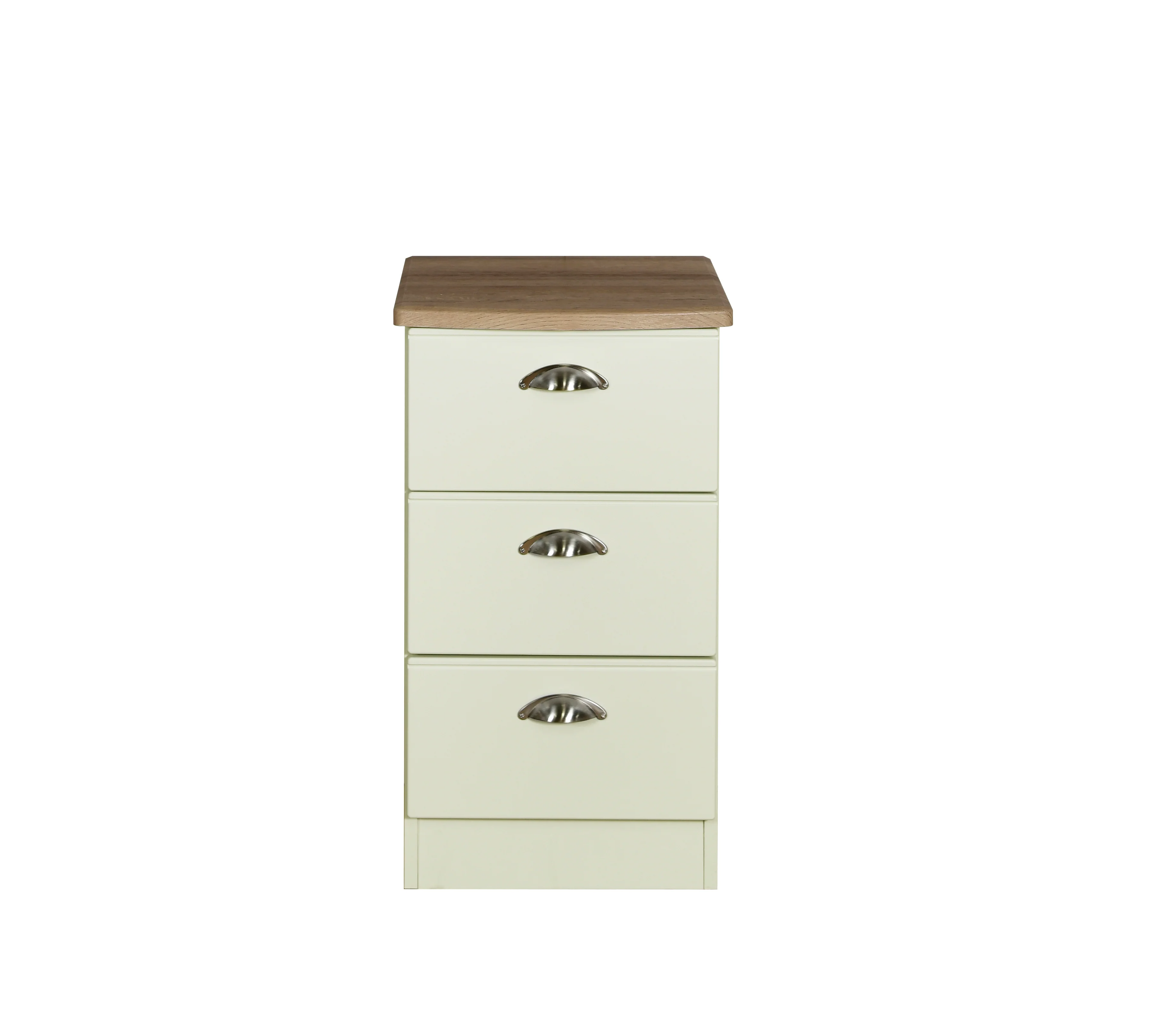 Westminster Ready Assembled 3 Drawer Bedside Cabinet in Cream Ash & Riviera Oak - Image 7