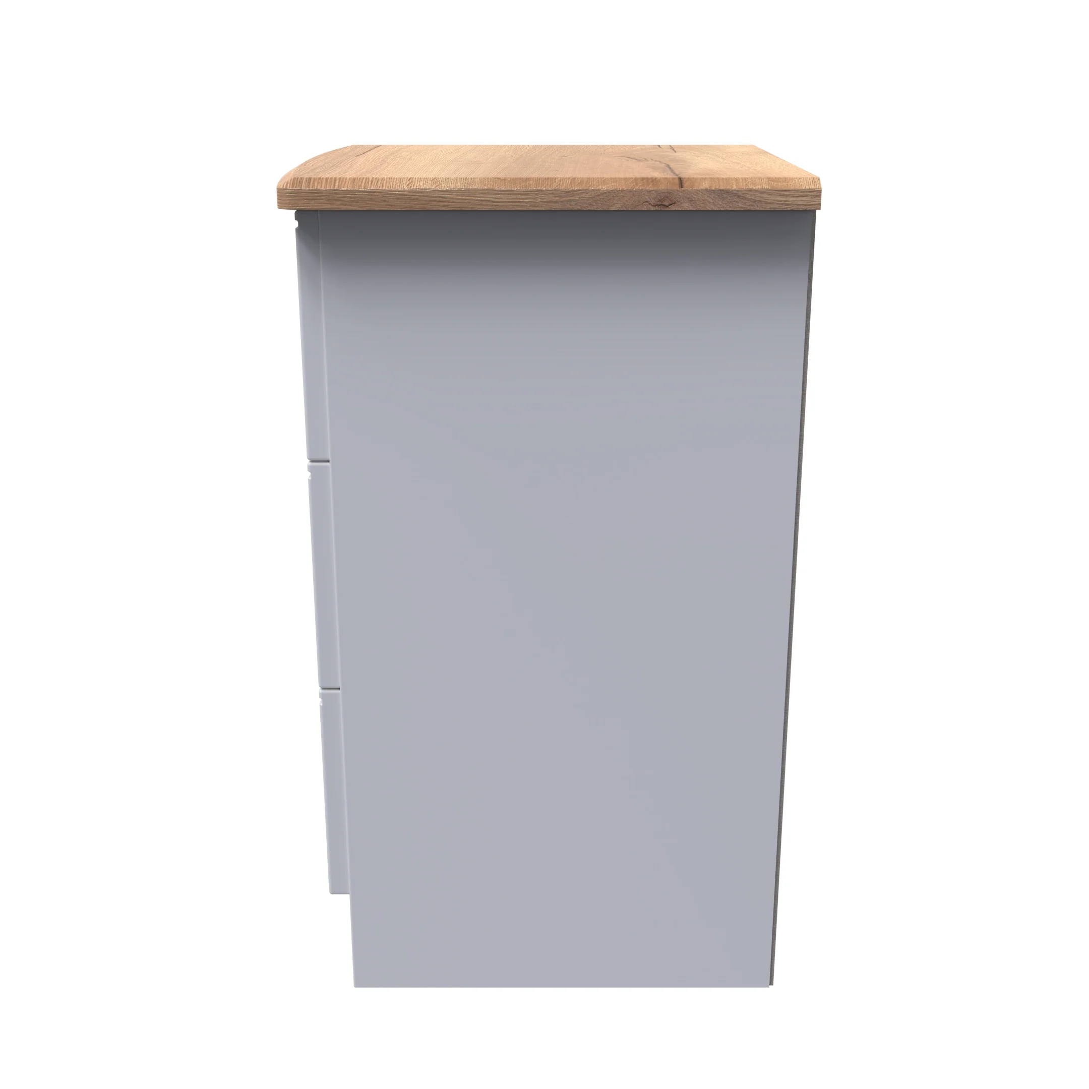 Westminster Ready Assembled 3 Drawer Bedside Cabinet in Grey Matt & Riviera Oak - Image 2