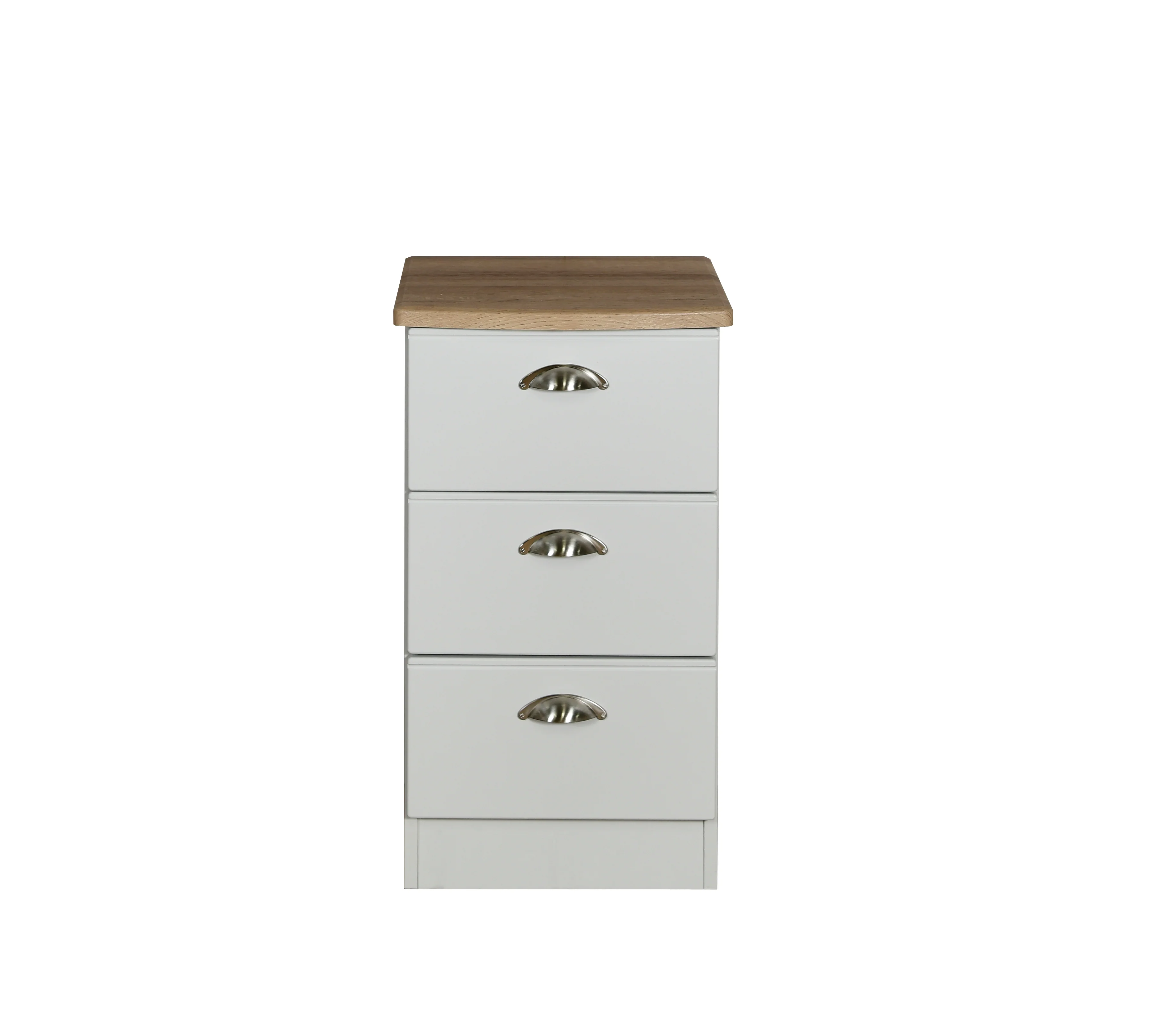Westminster Ready Assembled 3 Drawer Bedside Cabinet in Grey Matt & Riviera Oak - Image 6
