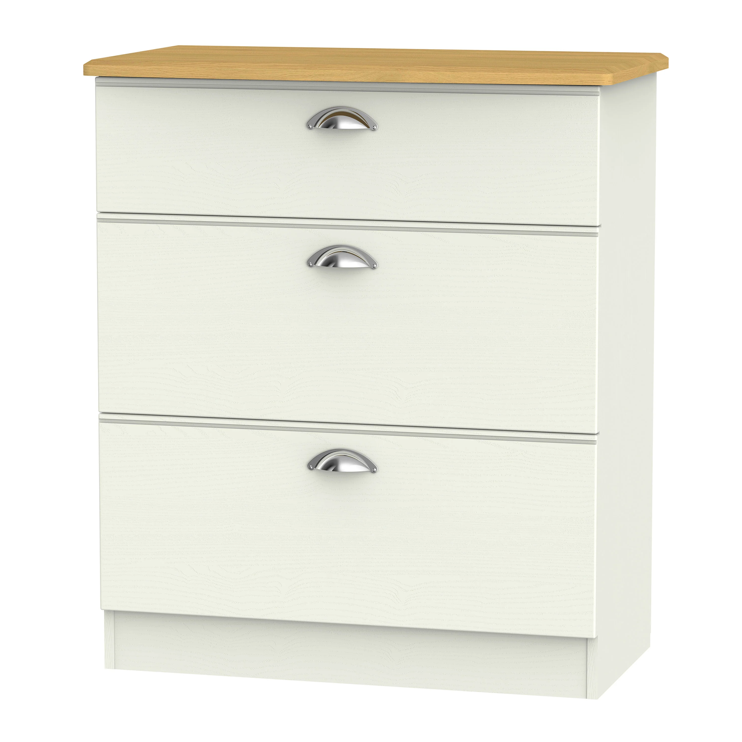 Westminster Ready Assembled 3 Drawer Deep Chest in Cream Ash & Riviera Oak - Image 7