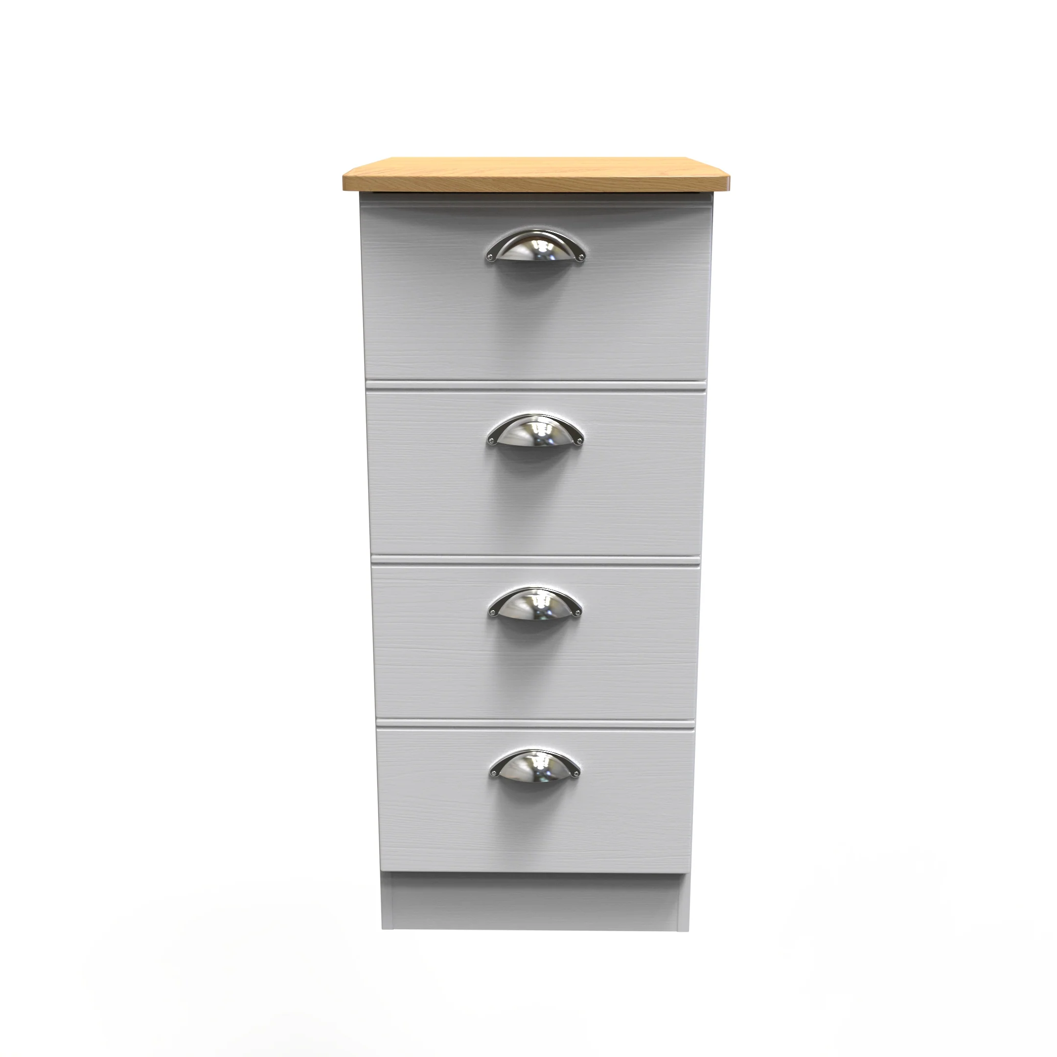 Westminster Ready Assembled 4 Drawer Tallboy in White Ash & Riviera Oak