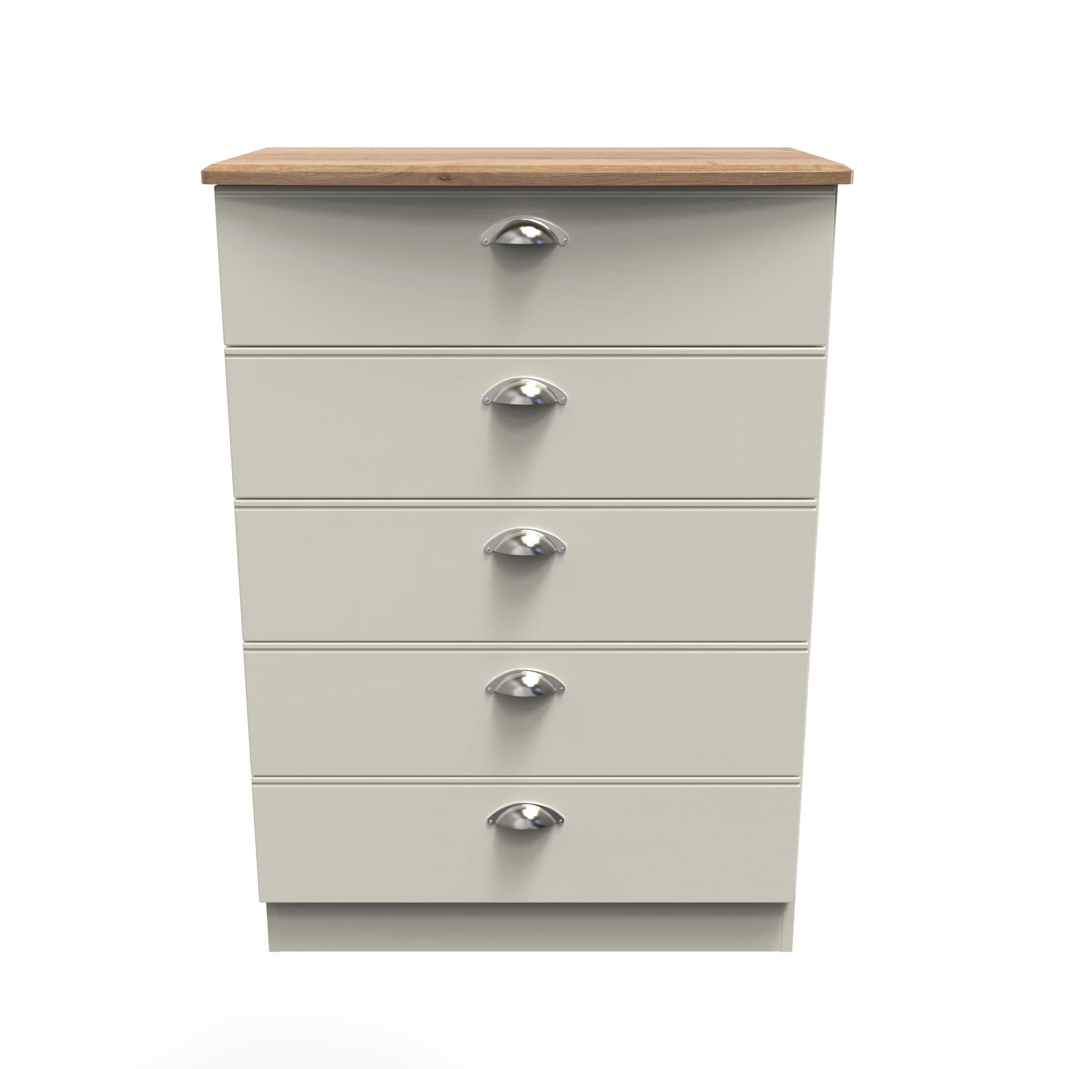 Westminster Ready Assembled 5 Drawer Chest in Cream Ash & Riviera Oak - Image 2
