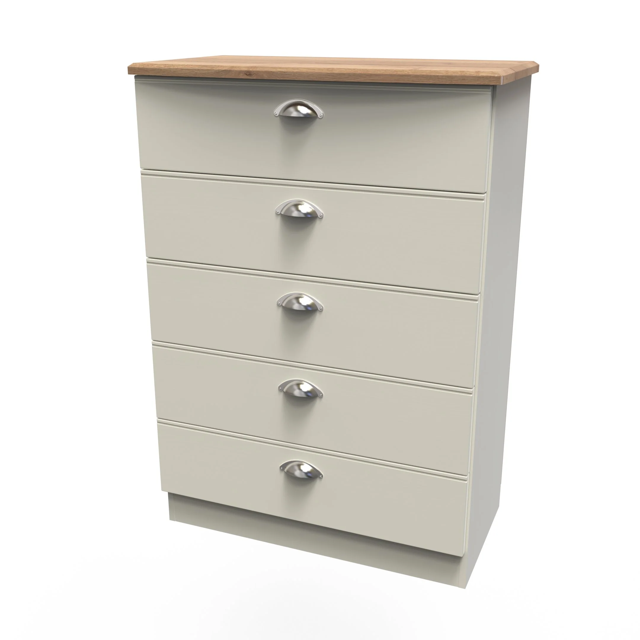 Westminster Ready Assembled 5 Drawer Chest in Cream Ash & Riviera Oak - Image 4