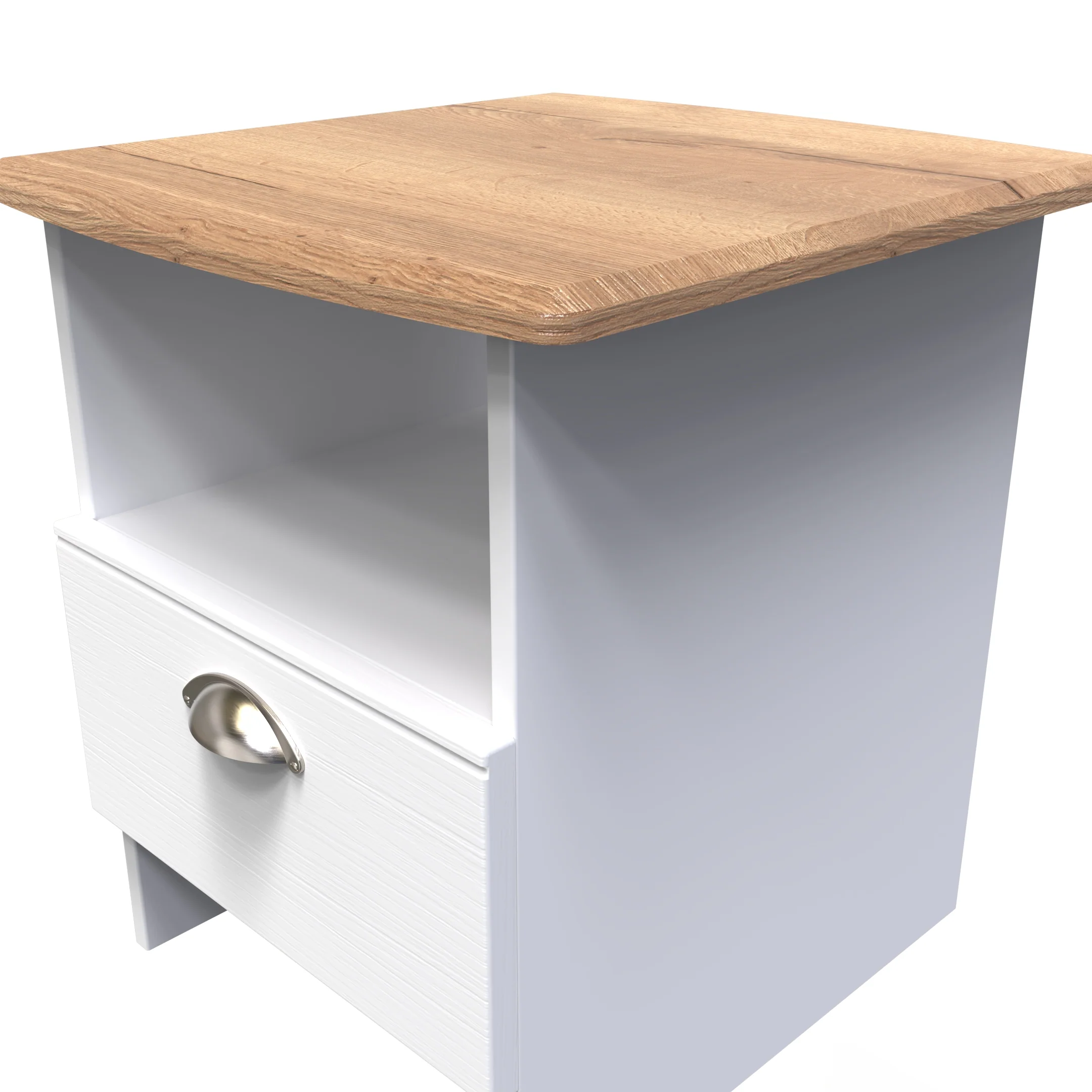Westminster Ready Assembled Bottom Drawer Lamp Table in White Ash & Riviera Oak - Image 4