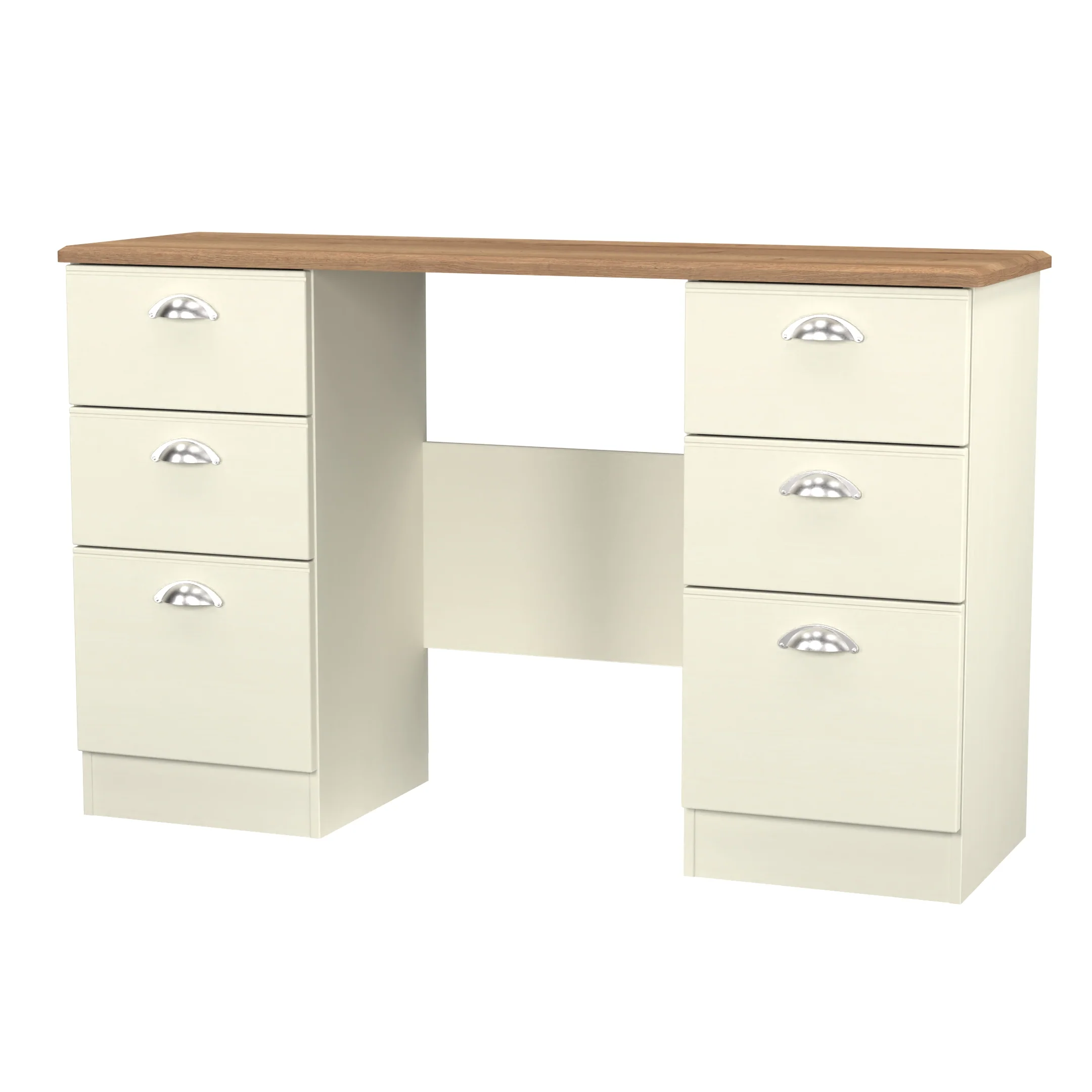 Westminster Ready Assembled Double Pedestal Desk in Cream Ash & Riviera Oak - Image 4