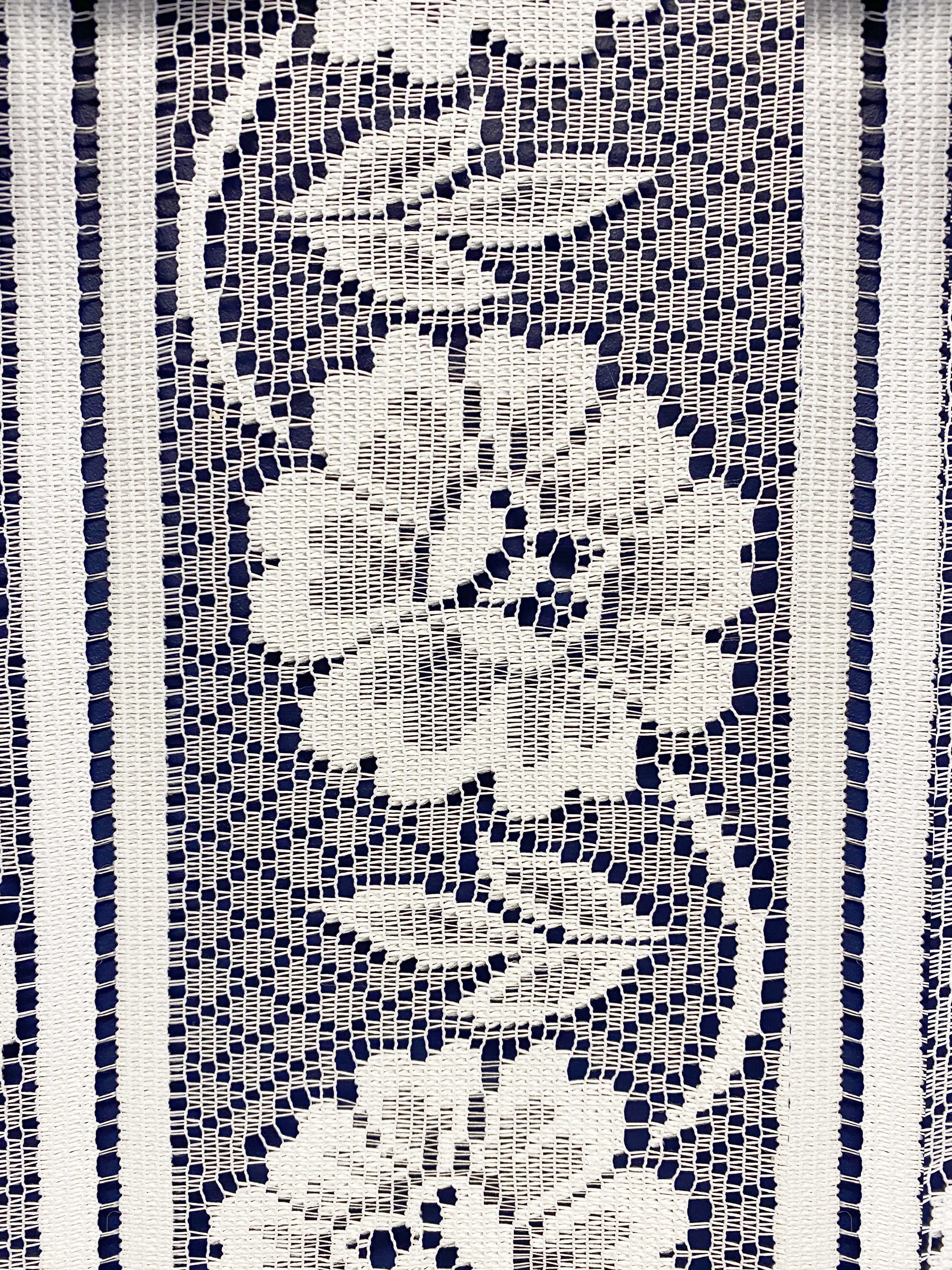 White Floral Textured Voile Louvre Vertical Pleated Window Blind Panel - Image 3