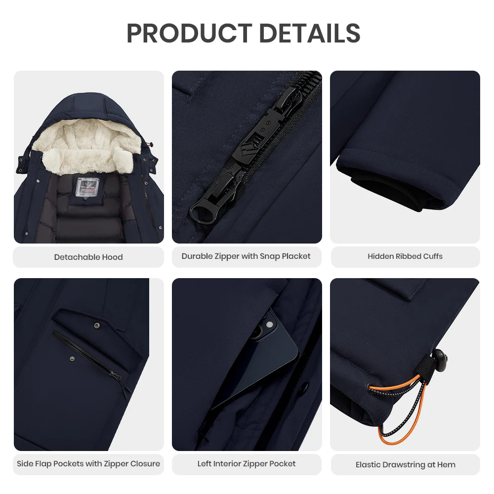 Winter Mid-Length Padded Coat Jacket With Hood - Image 6
