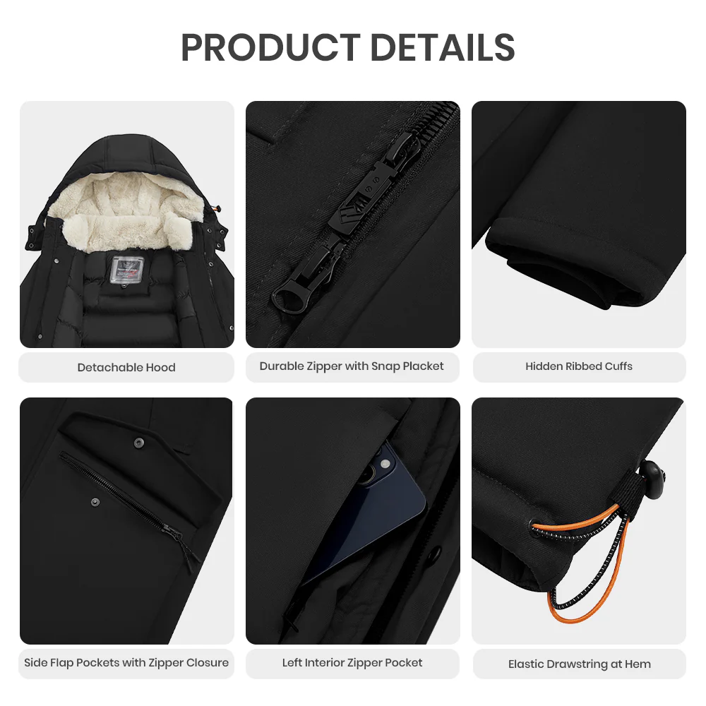 Winter Mid-Length Padded Coat Jacket With Hood - Image 6