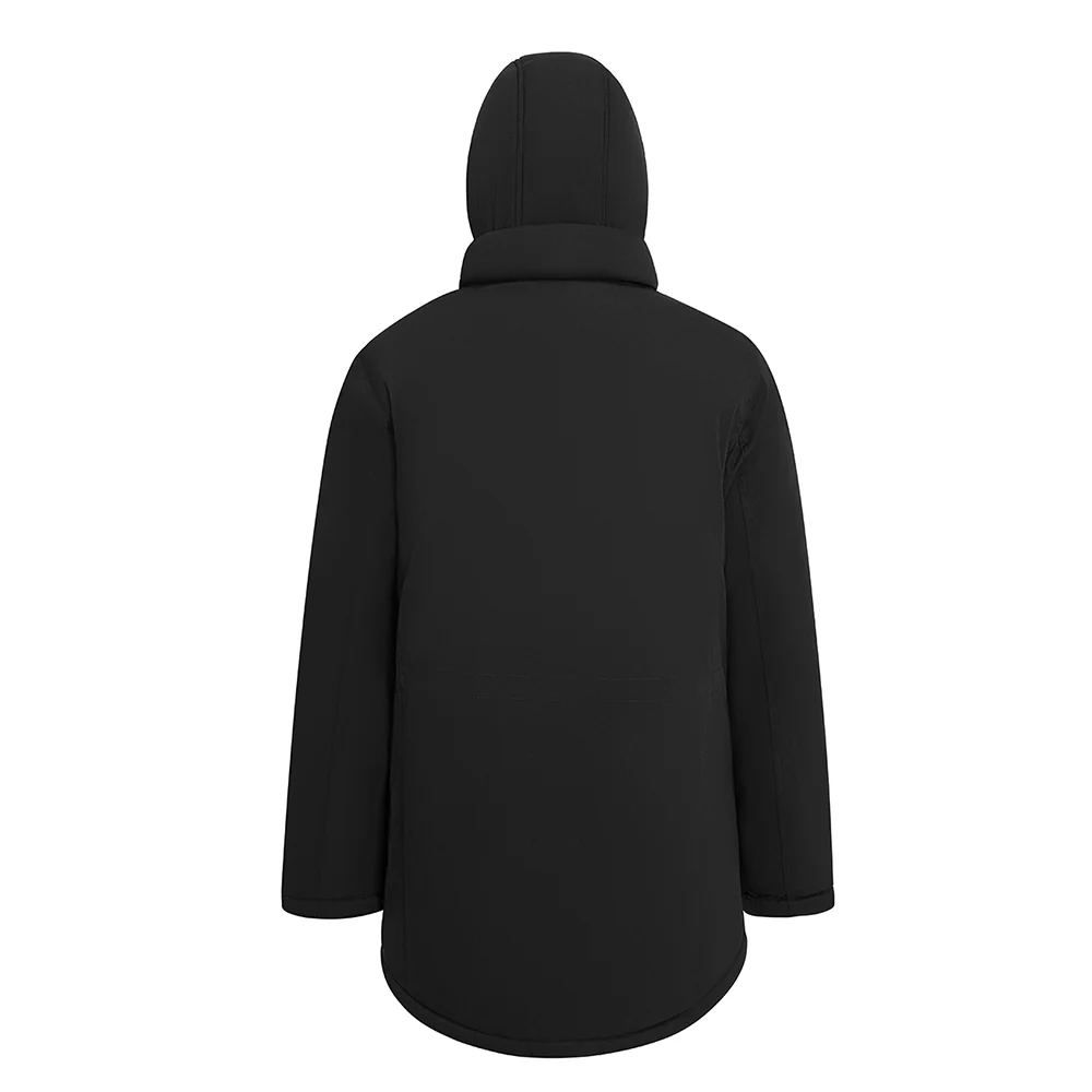 Winter Mid-Length Padded Coat Jacket With Removable Hood - Black - Image 3