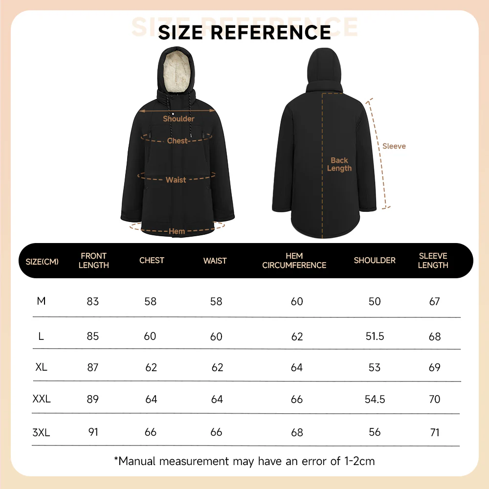 Winter Mid-Length Padded Coat Jacket With Removable Hood - Black - Image 7