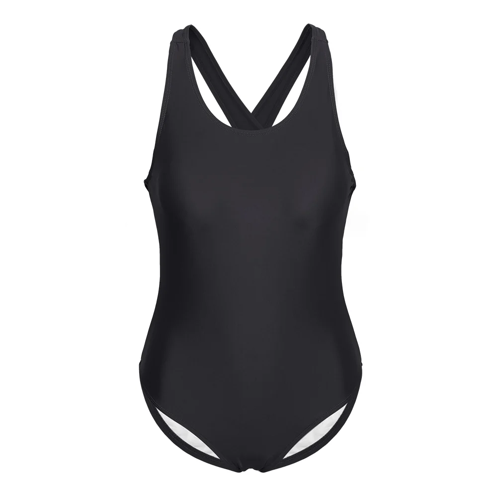 Women One Piece U-Neckline Swimsuit - Black - Image 3