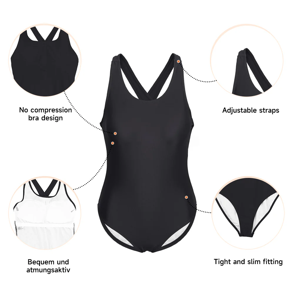 Women One Piece U-Neckline Swimsuit - Black - Image 7