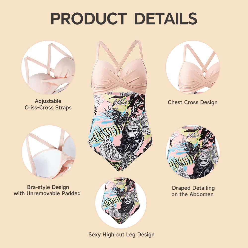 Womens Cut-Out Swimsuit with Cross Straps - Image 8