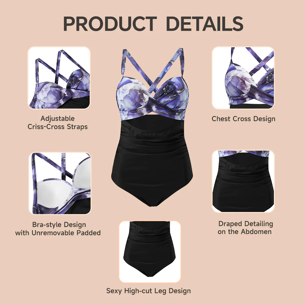 Womens Cut-Out Swimsuit with Cross Straps - Image 8