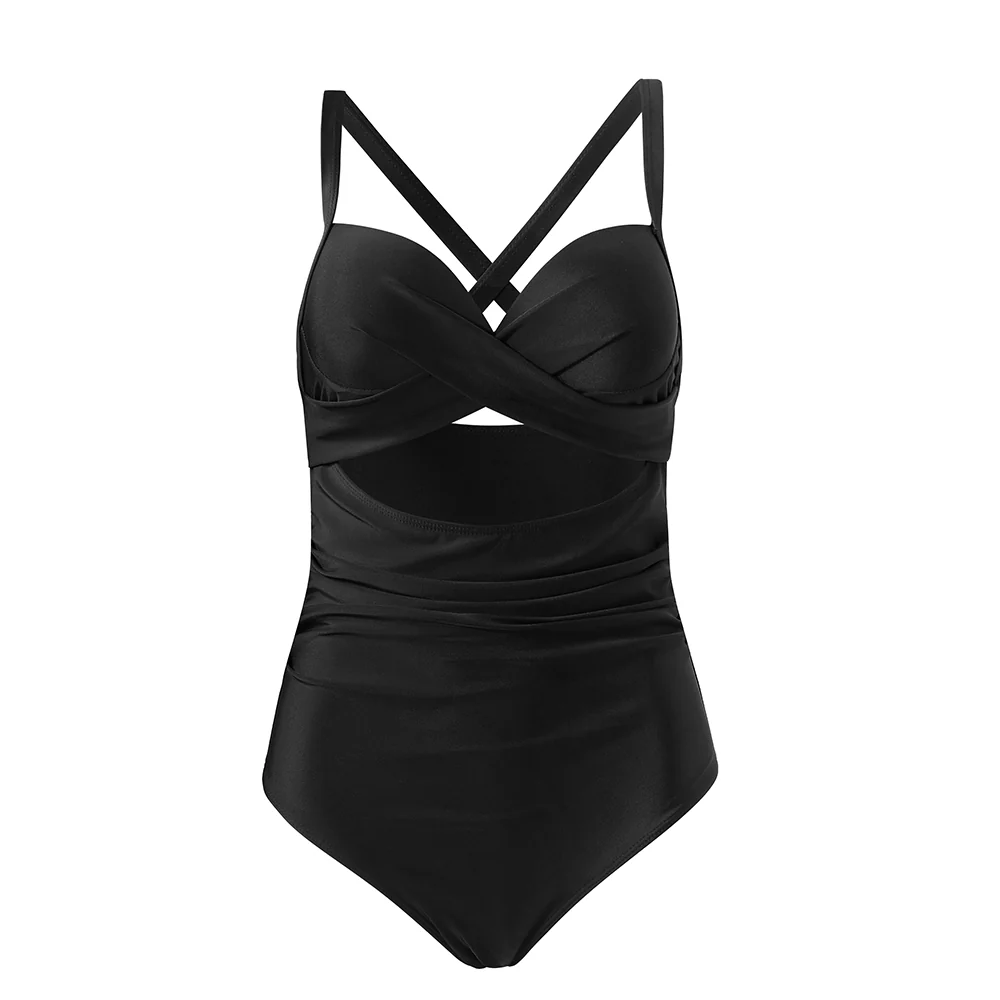 Womens Cut-Out Swimsuit with Cross Straps - Image 3