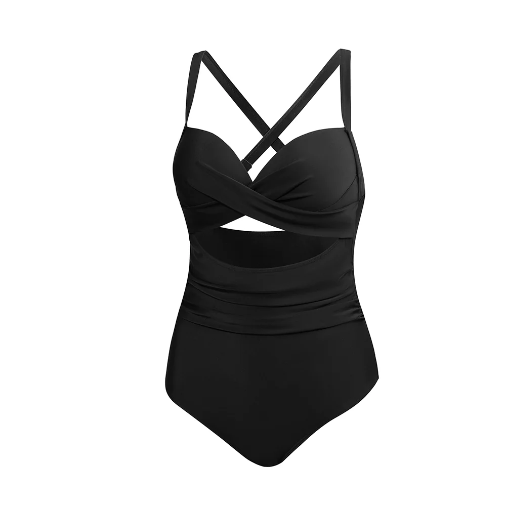 Womens Cut-Out Swimsuit with Cross Straps - Image 4
