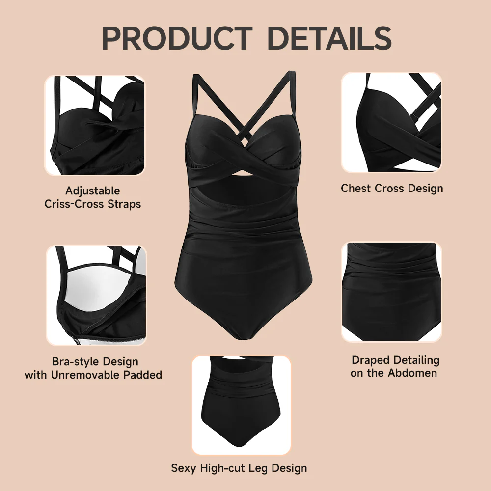 Womens Cut-Out Swimsuit with Cross Straps - Image 8
