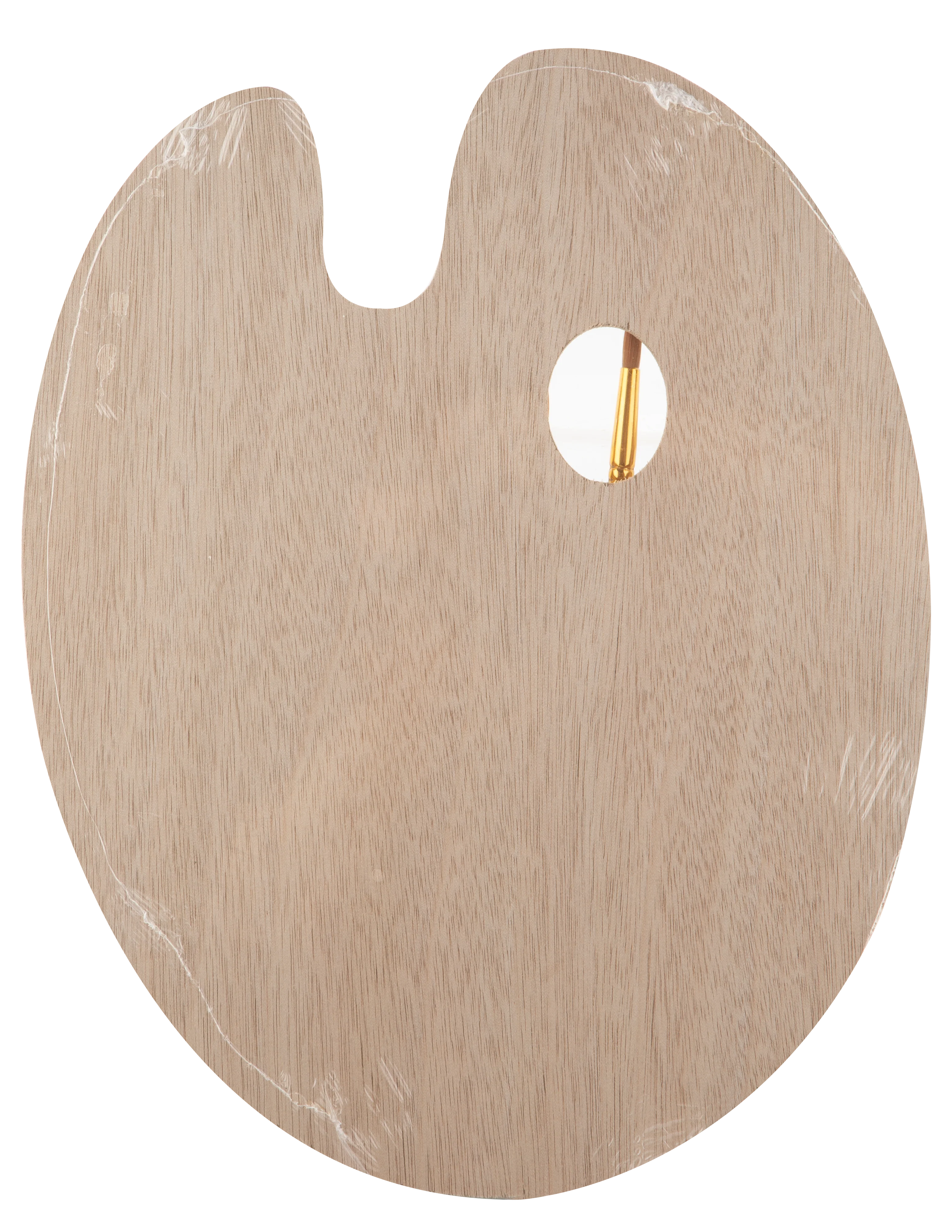 Wooden Palette With 4 Flat And 4 Round Brushes - Image 2