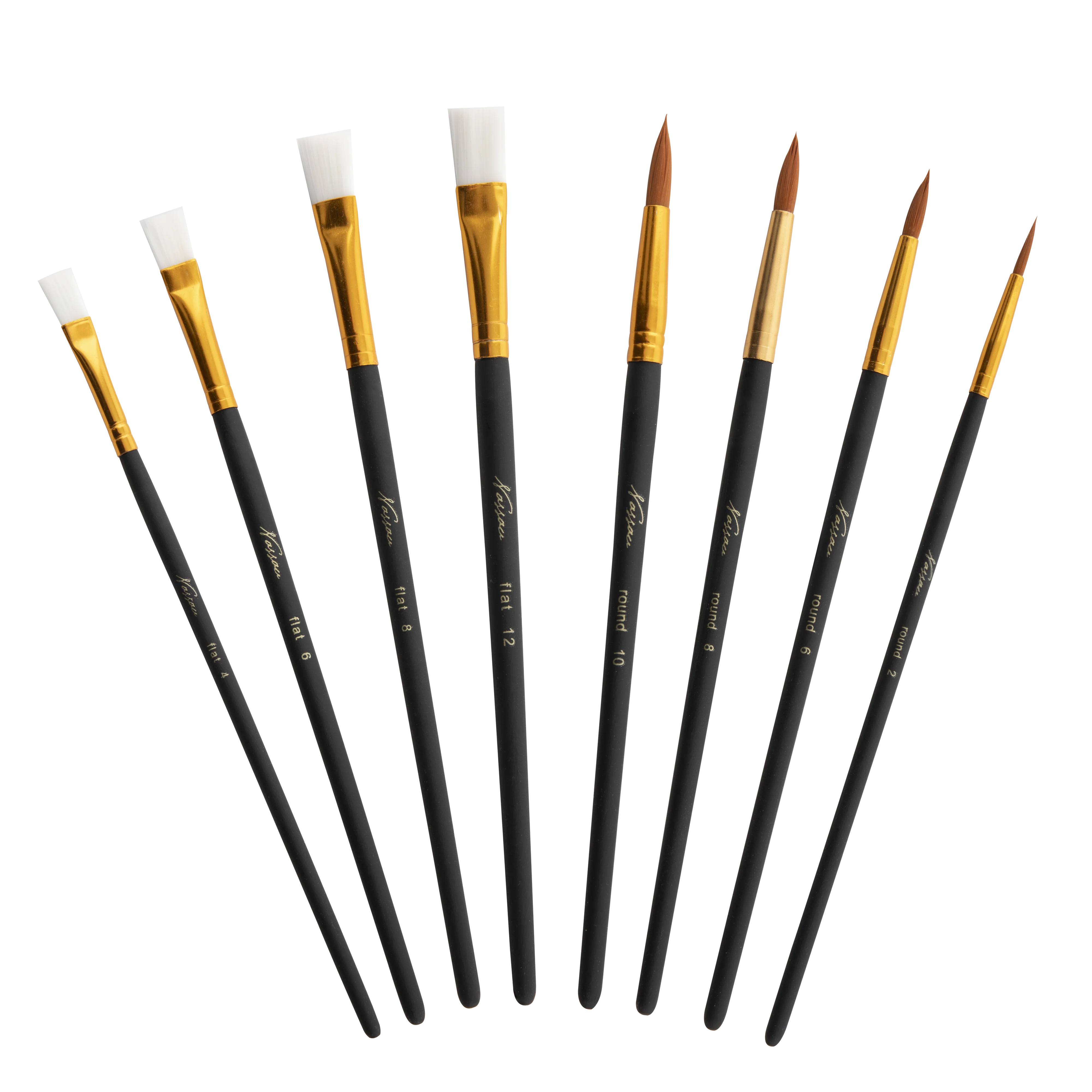Wooden Palette With 4 Flat And 4 Round Brushes - Image 6