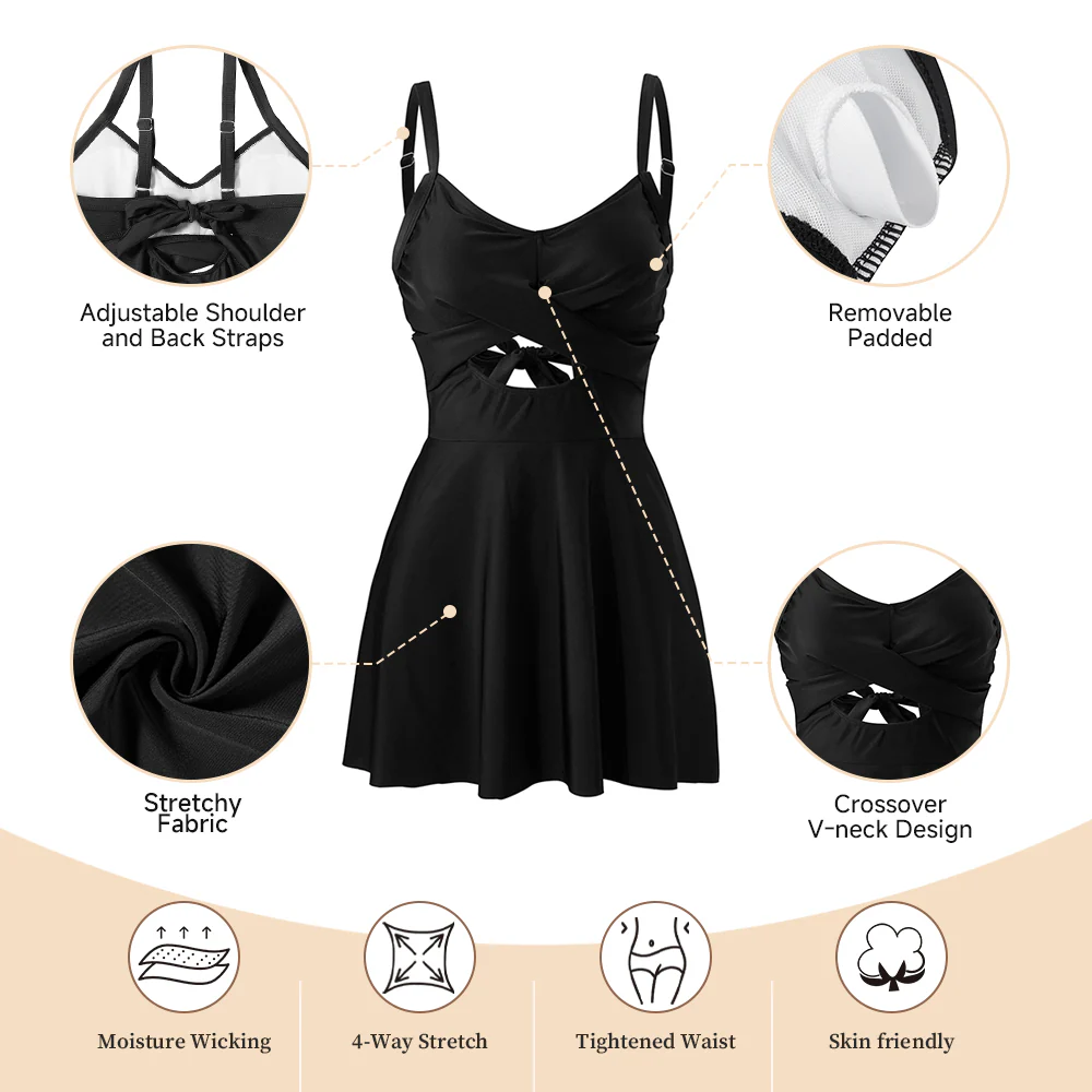 Wrap-Front V-Neck Tummy Control One-Piece Swimsuit - Image 6