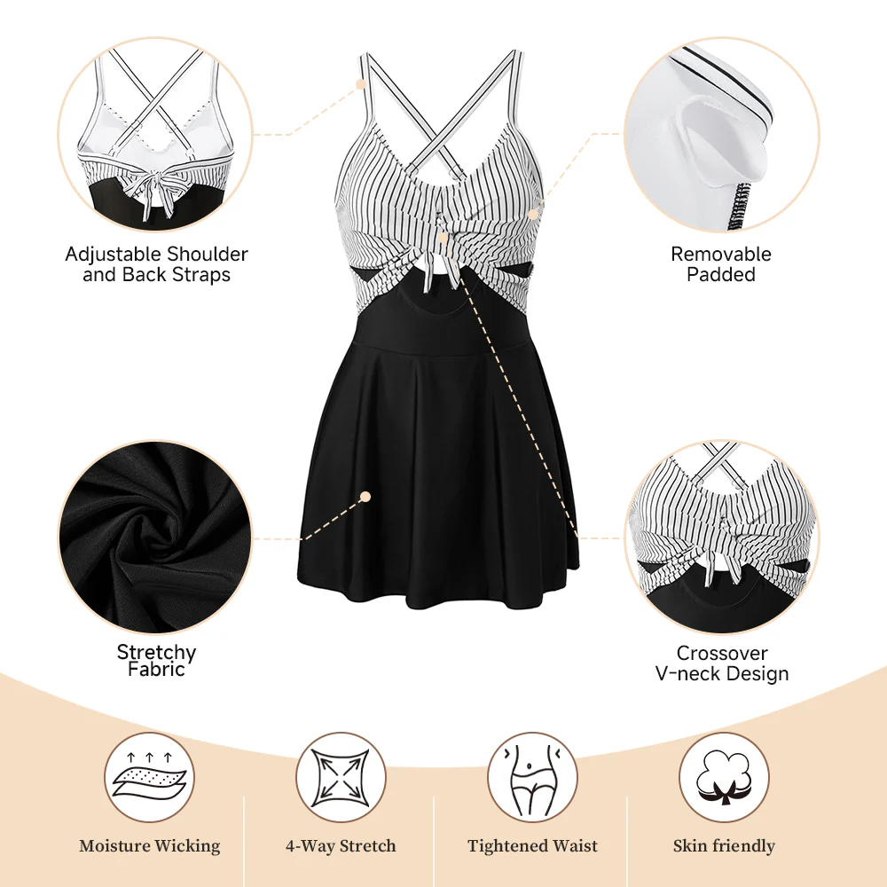 Wrap-Front V-Neck Tummy Control One-Piece Swimsuit - Image 6