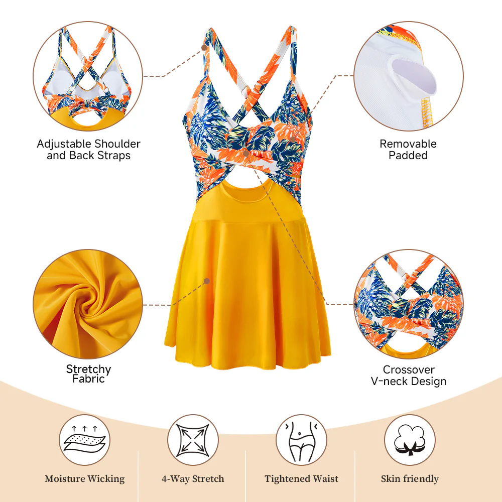 Wrap-Front V-Neck Tummy Control One-Piece Swimsuit - Image 6