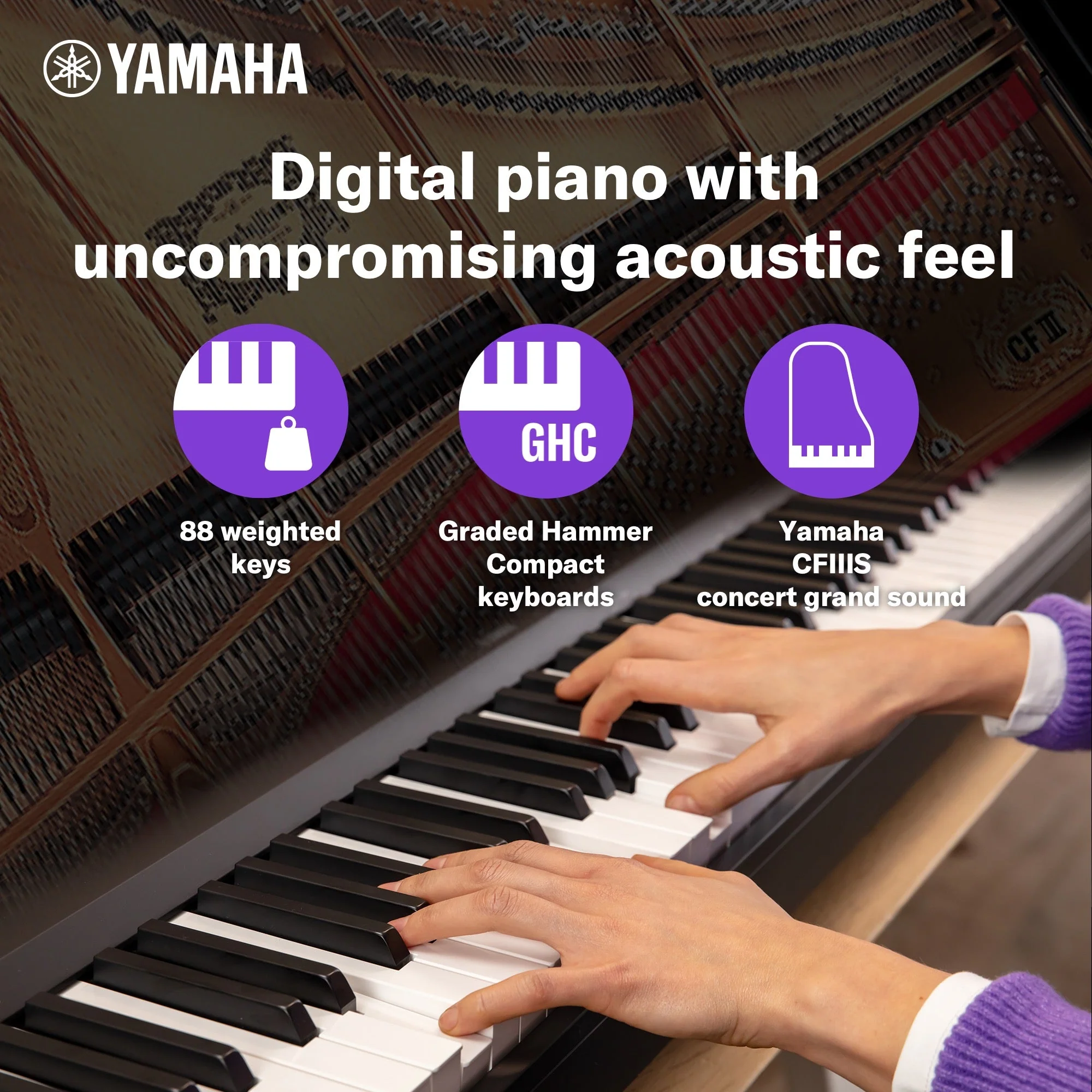 Yamaha P145BT Portable Piano In Black - Image 3