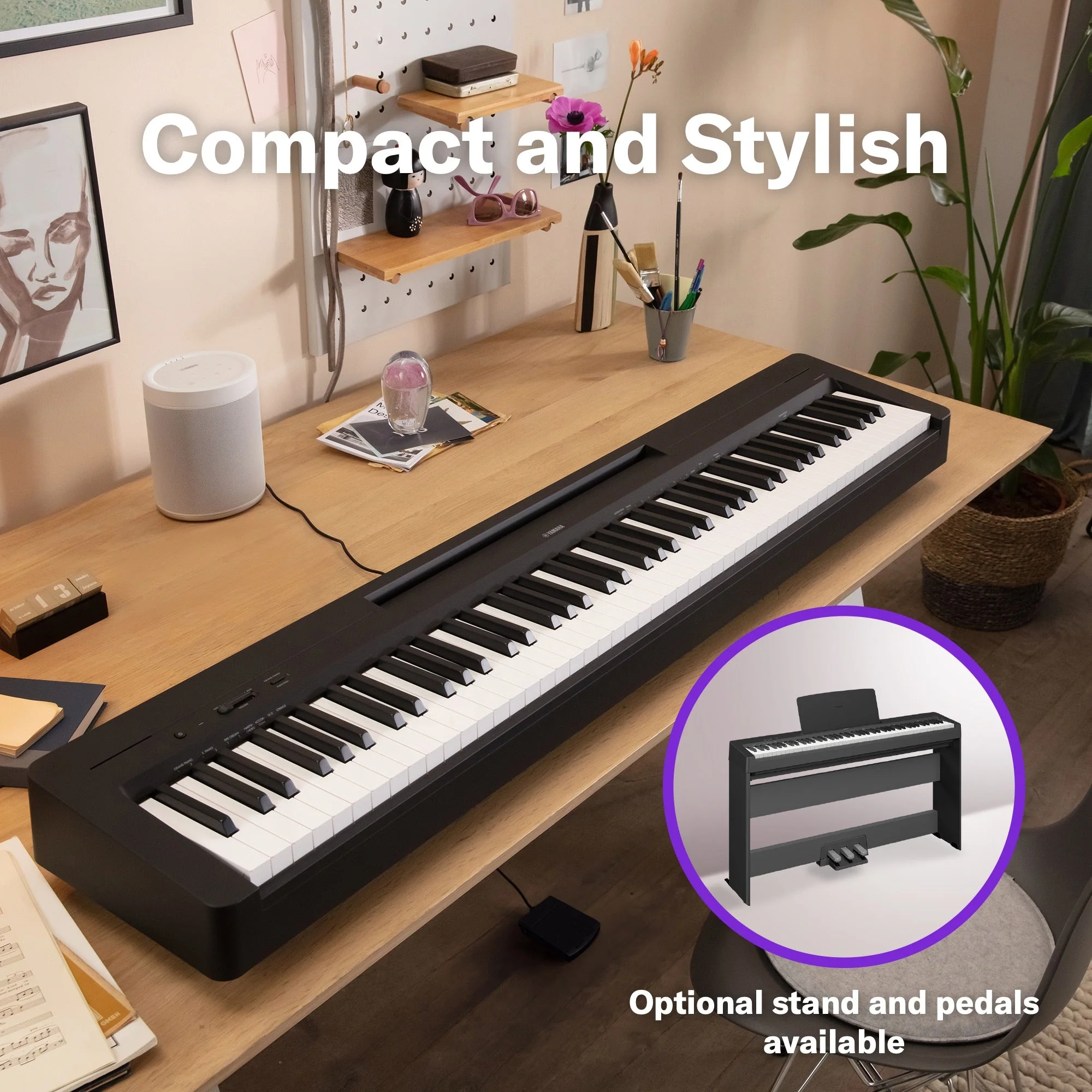 Yamaha P145BT Portable Piano In Black - Image 4