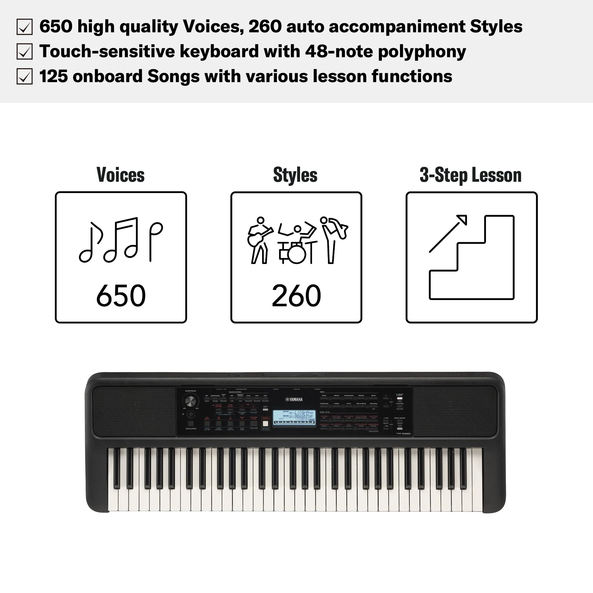 Yamaha PSRE383 Portable Keyboard - Image 2