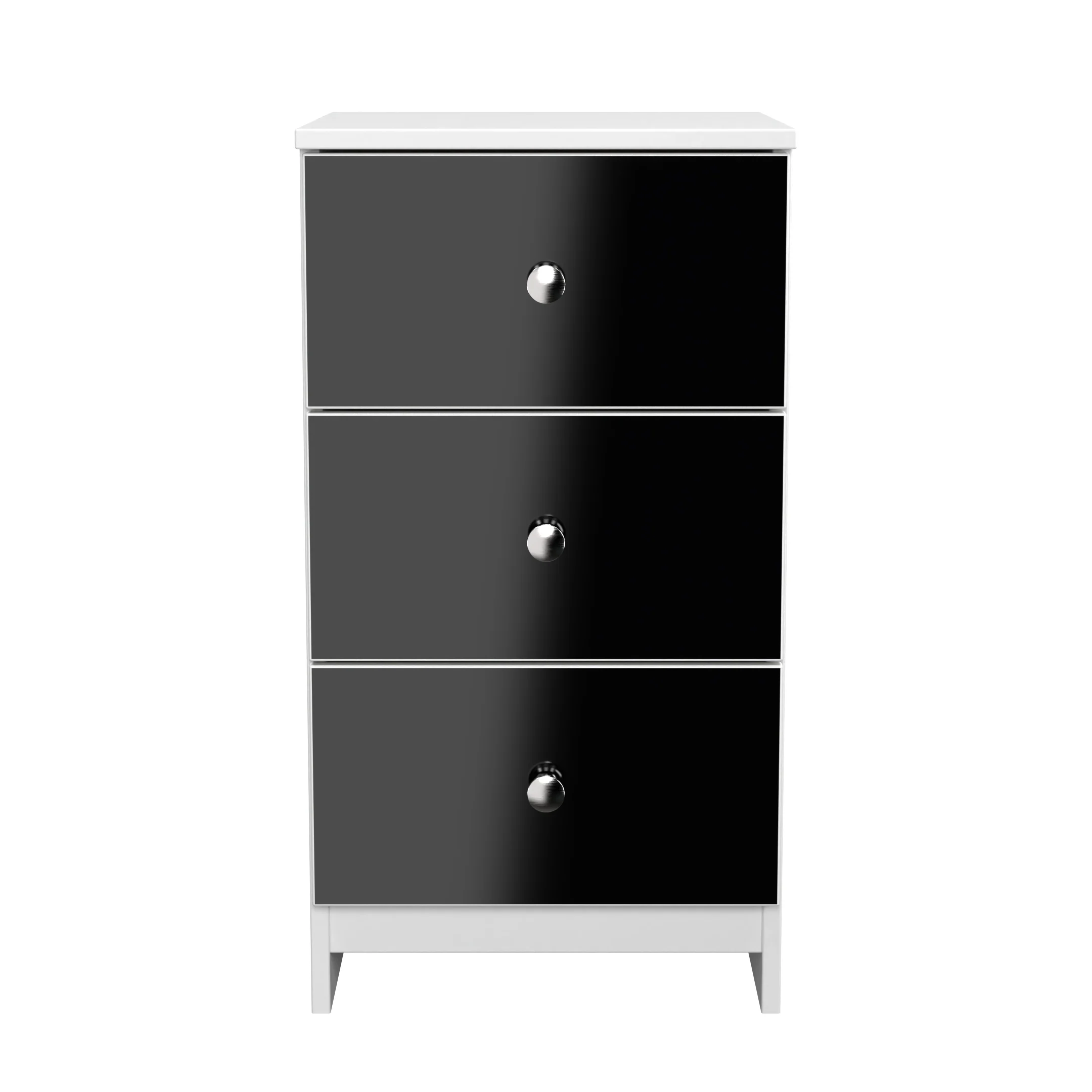 Yarmouth 3 Drawer Bedside Cabinet in Black & White Matt - Ready Assembled