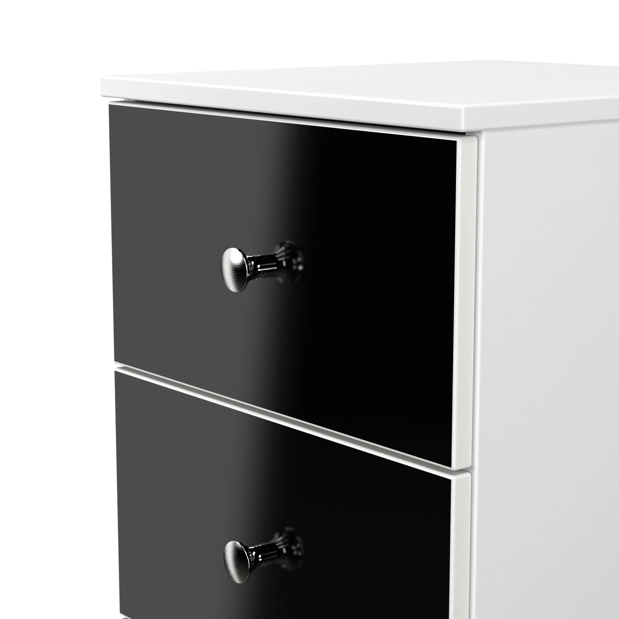 Yarmouth 3 Drawer Bedside Cabinet in Black & White Matt - Ready Assembled - Image 4