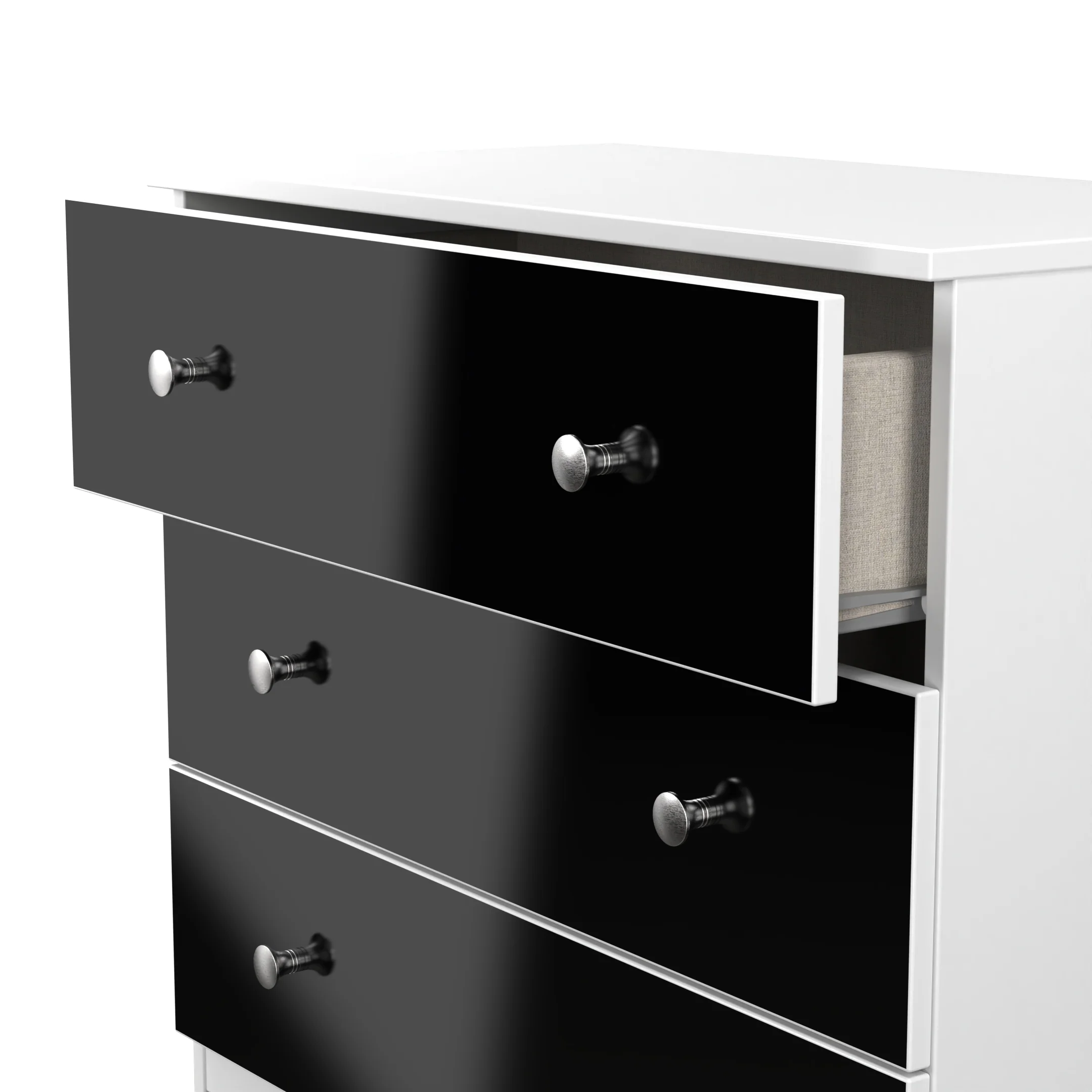 Yarmouth 3 Drawer Chest in Black & White Matt - Ready Assembled - Image 5