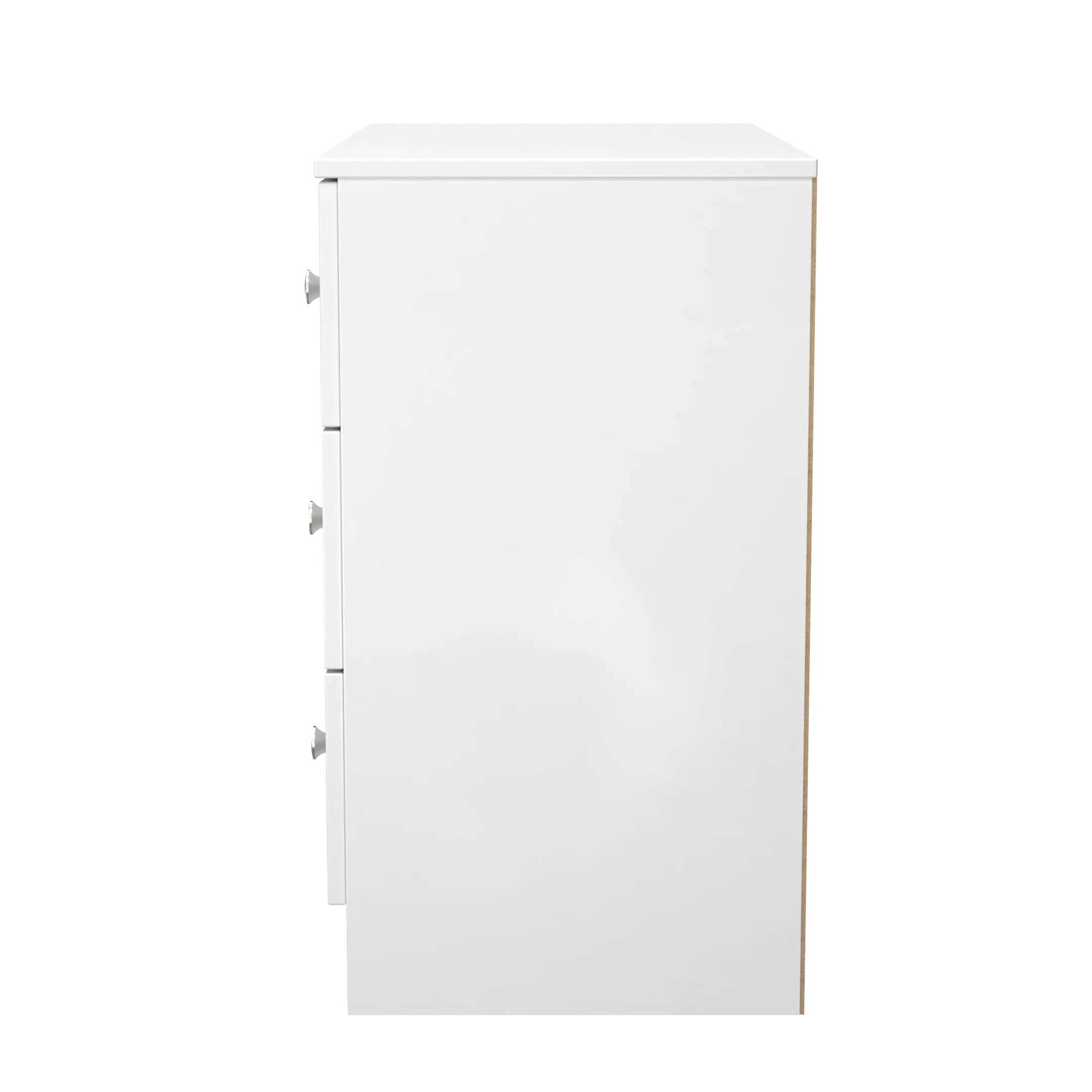 Yarmouth 3 Drawer Chest in White & White Matt - Ready Assembled - Image 3