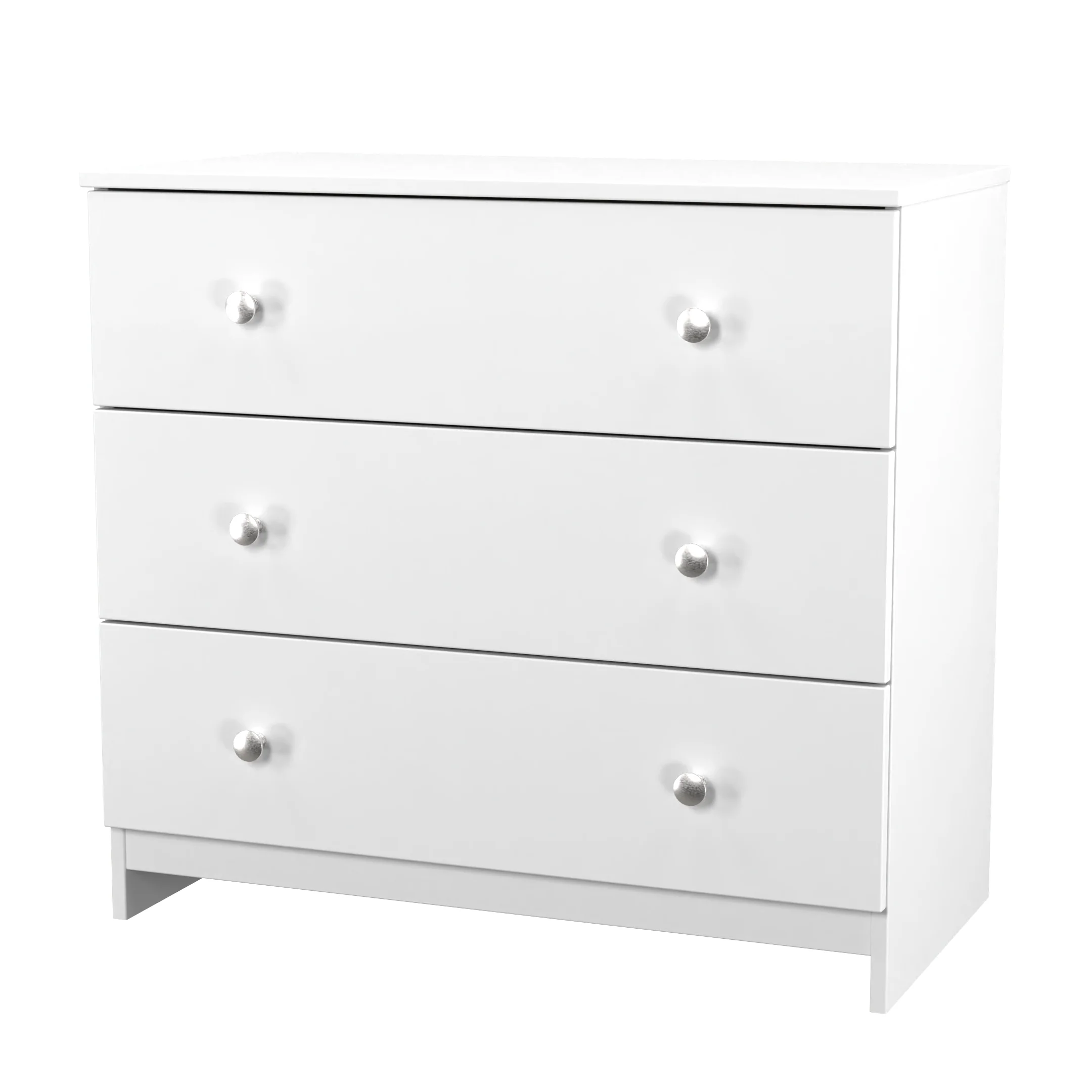 Yarmouth 3 Drawer Chest in White & White Matt - Ready Assembled - Image 4