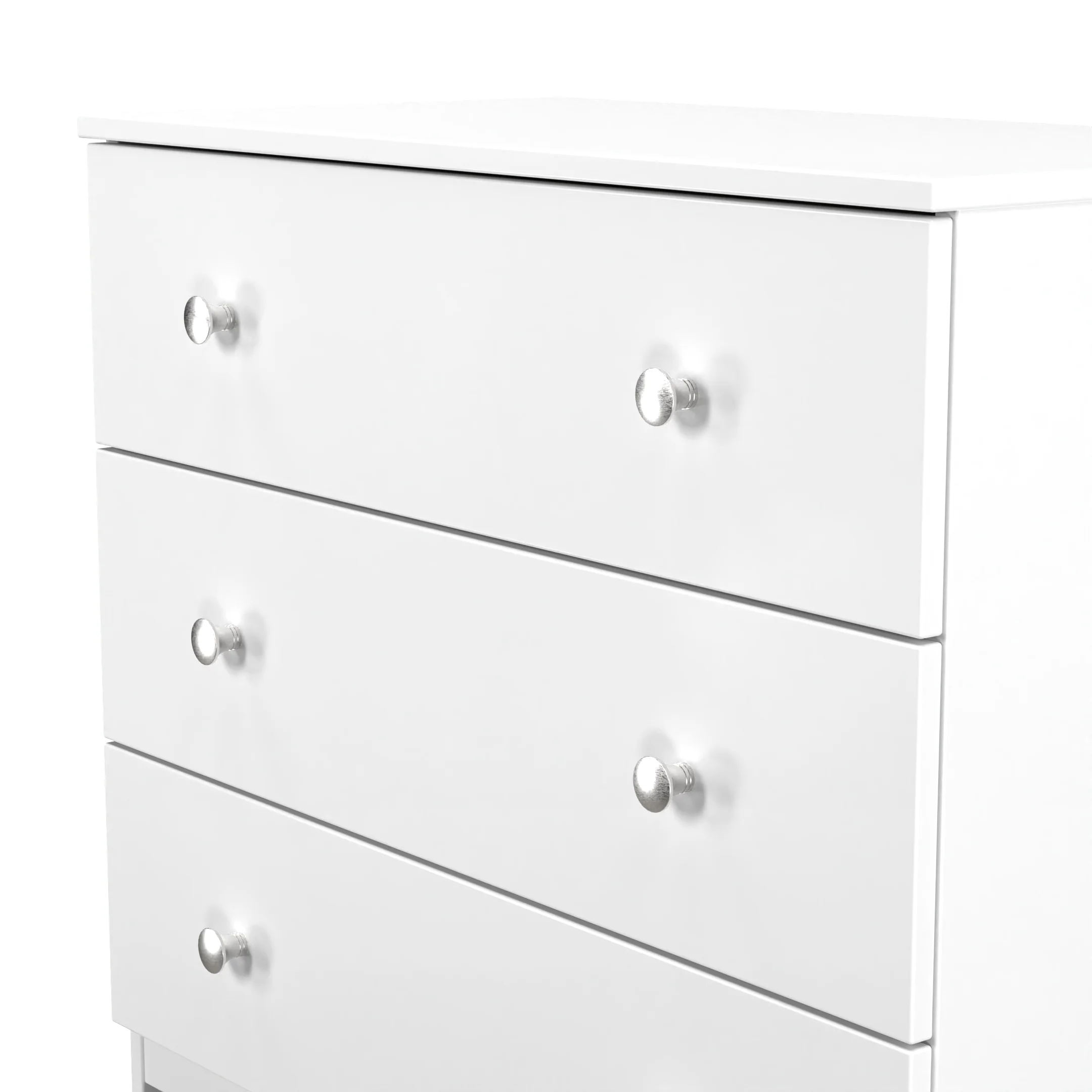 Yarmouth 3 Drawer Chest in White & White Matt - Ready Assembled - Image 5