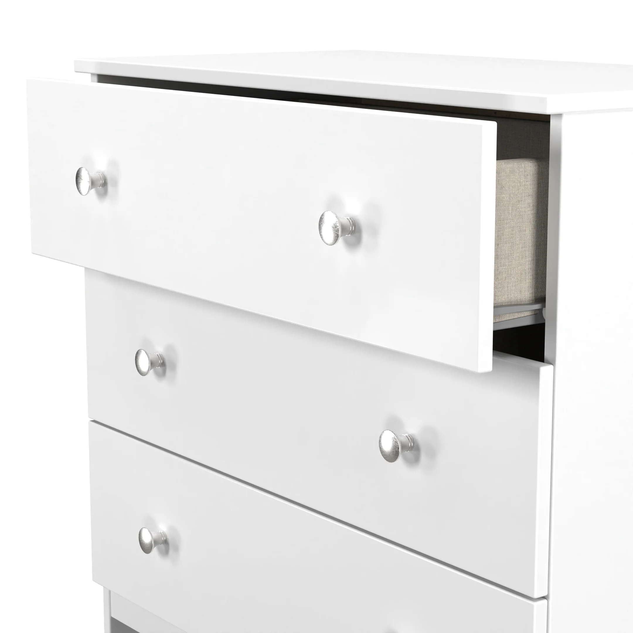 Yarmouth 3 Drawer Chest in White & White Matt - Ready Assembled - Image 6
